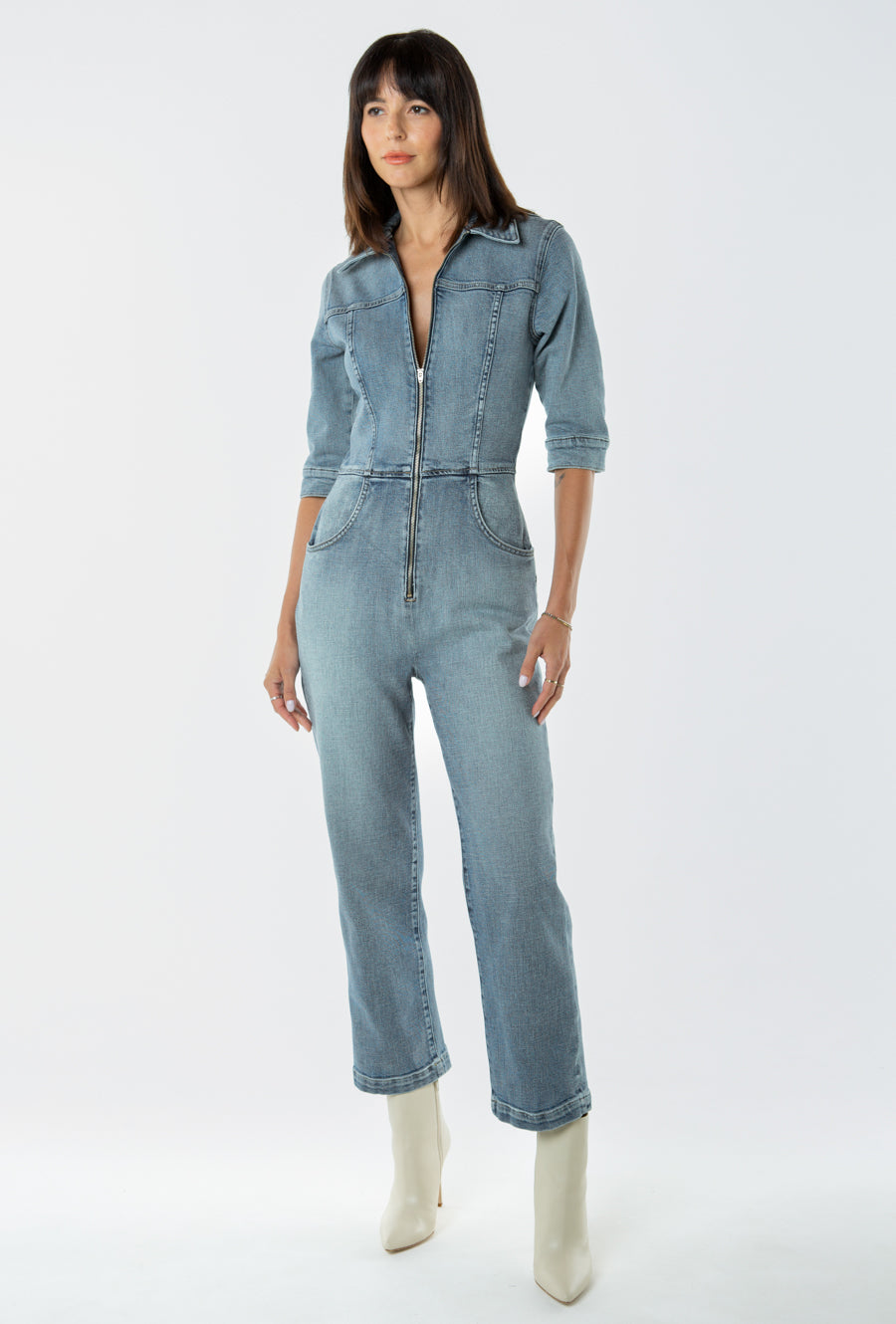 Rae Mid Rise Crop - River Cliff – ÉTICA Denim