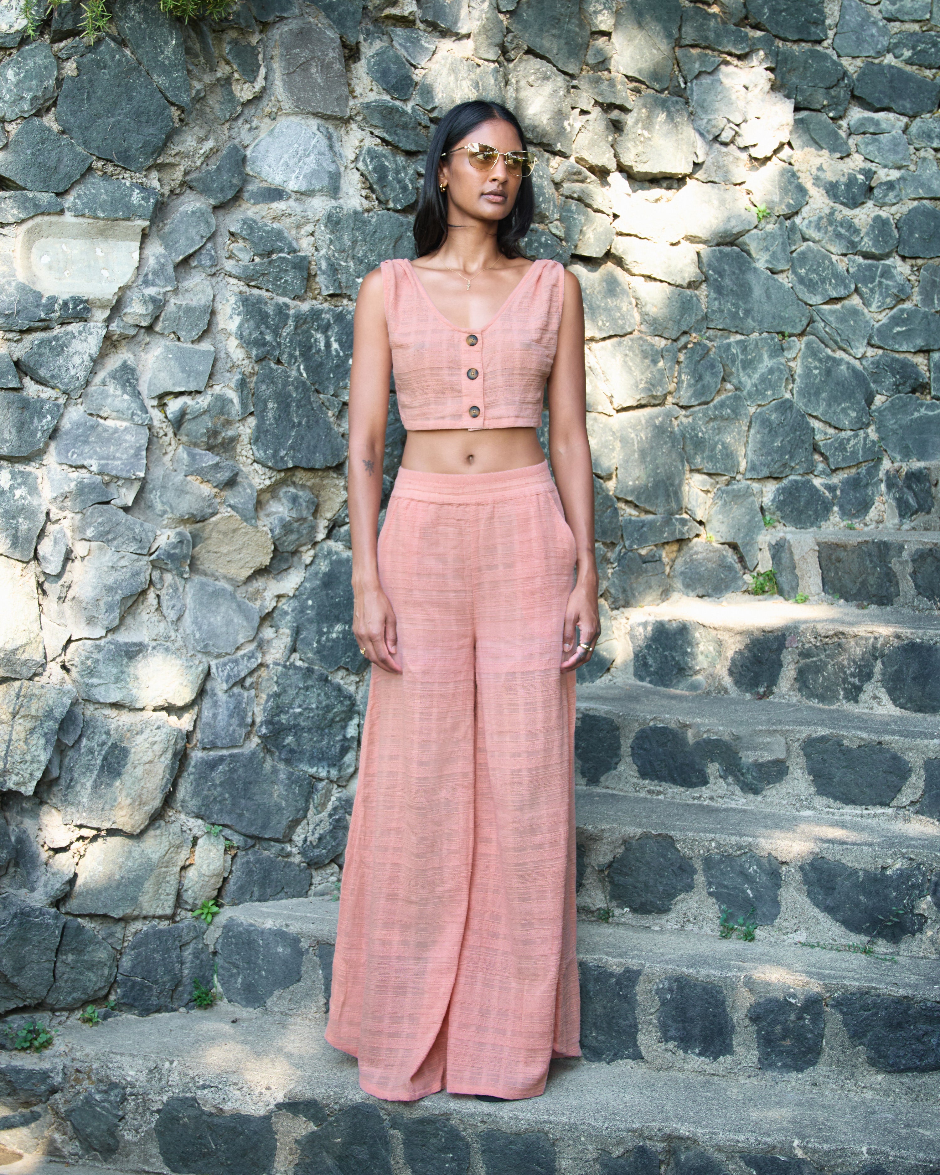 Icaria Trousers in Dusty Pink