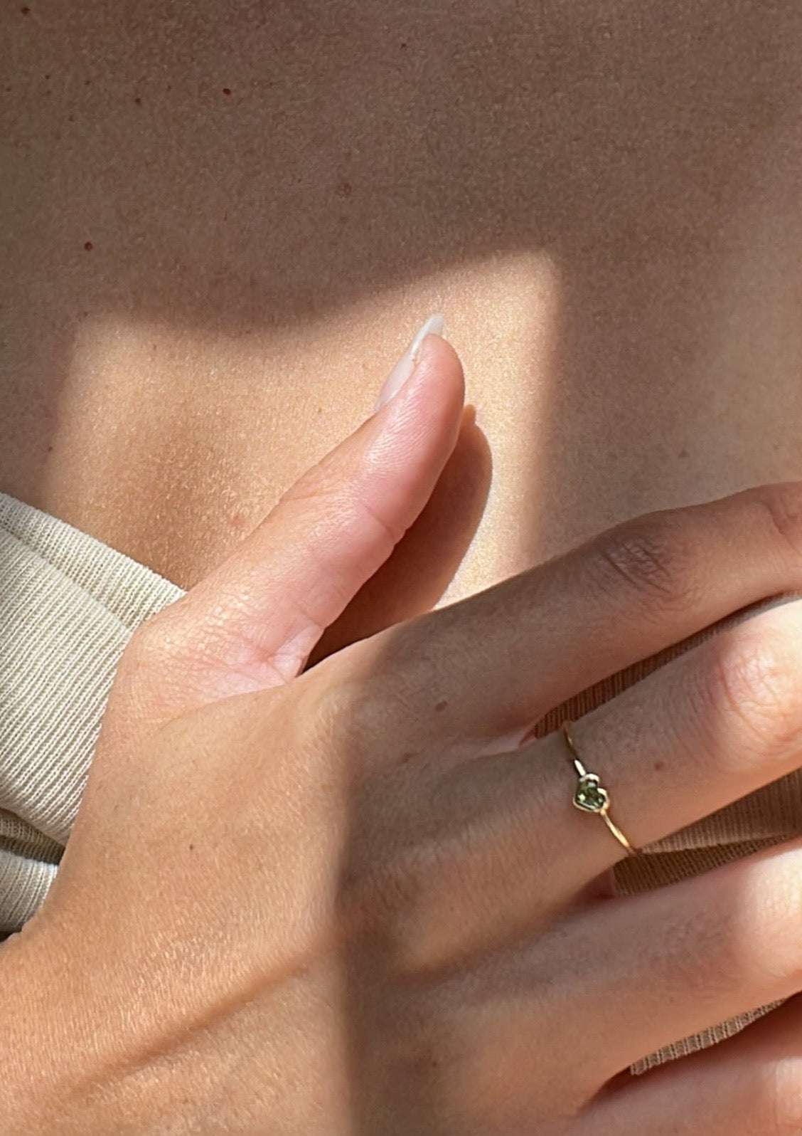 Peridot Baby Heart Ring