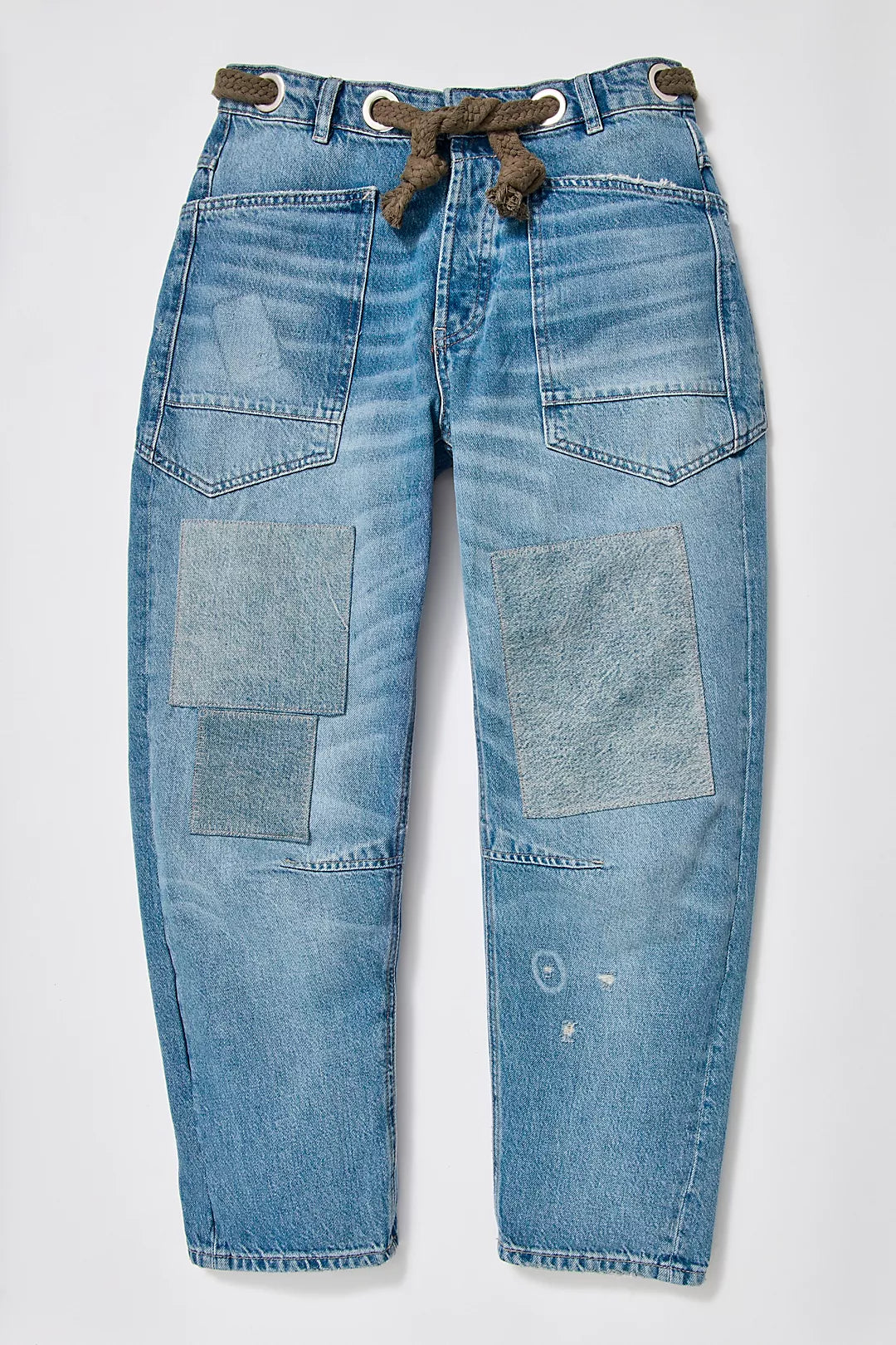 We The Free Moxie Pull-On Barrel Jeans in Truest Blue