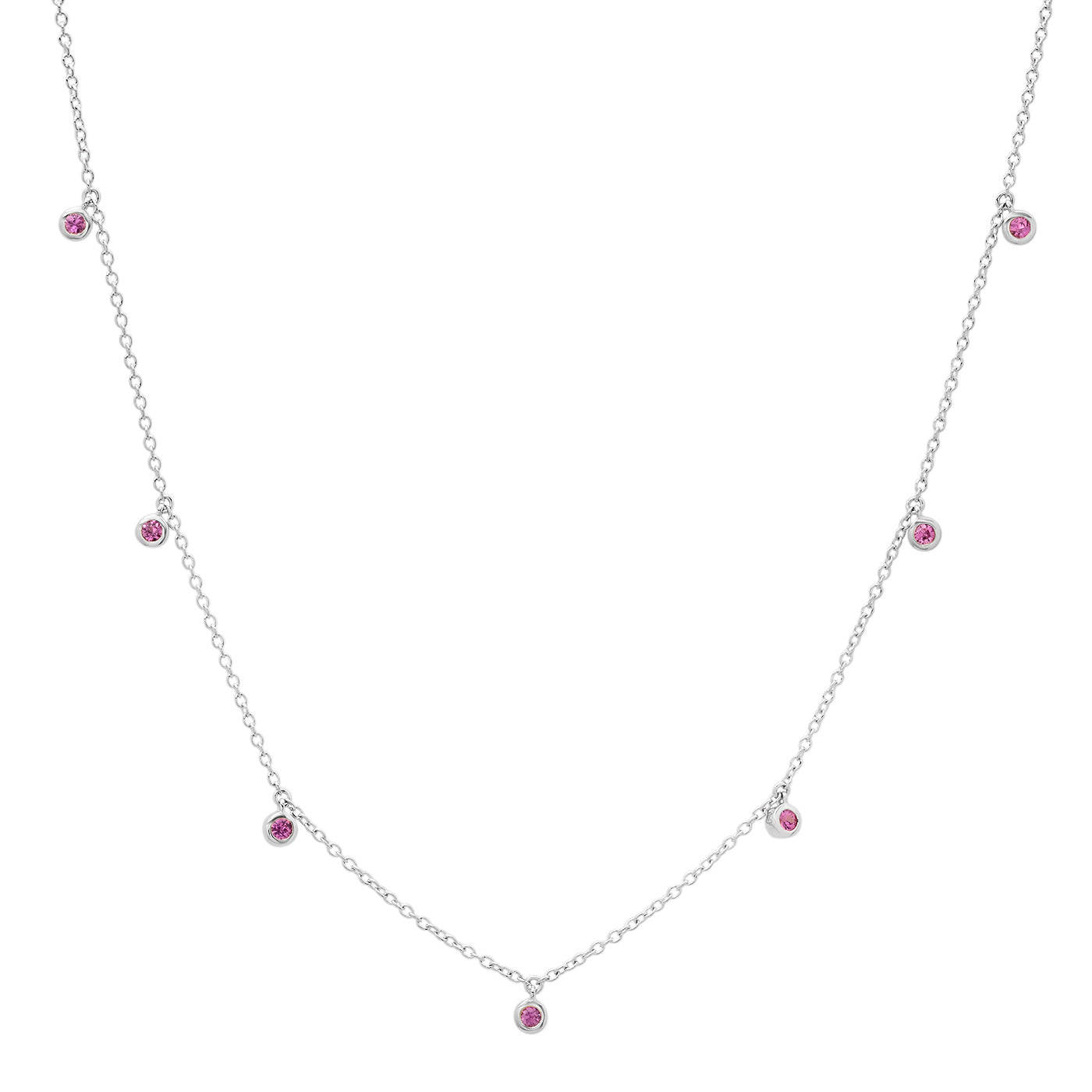 Mini Pink Sapphire Drop Necklace