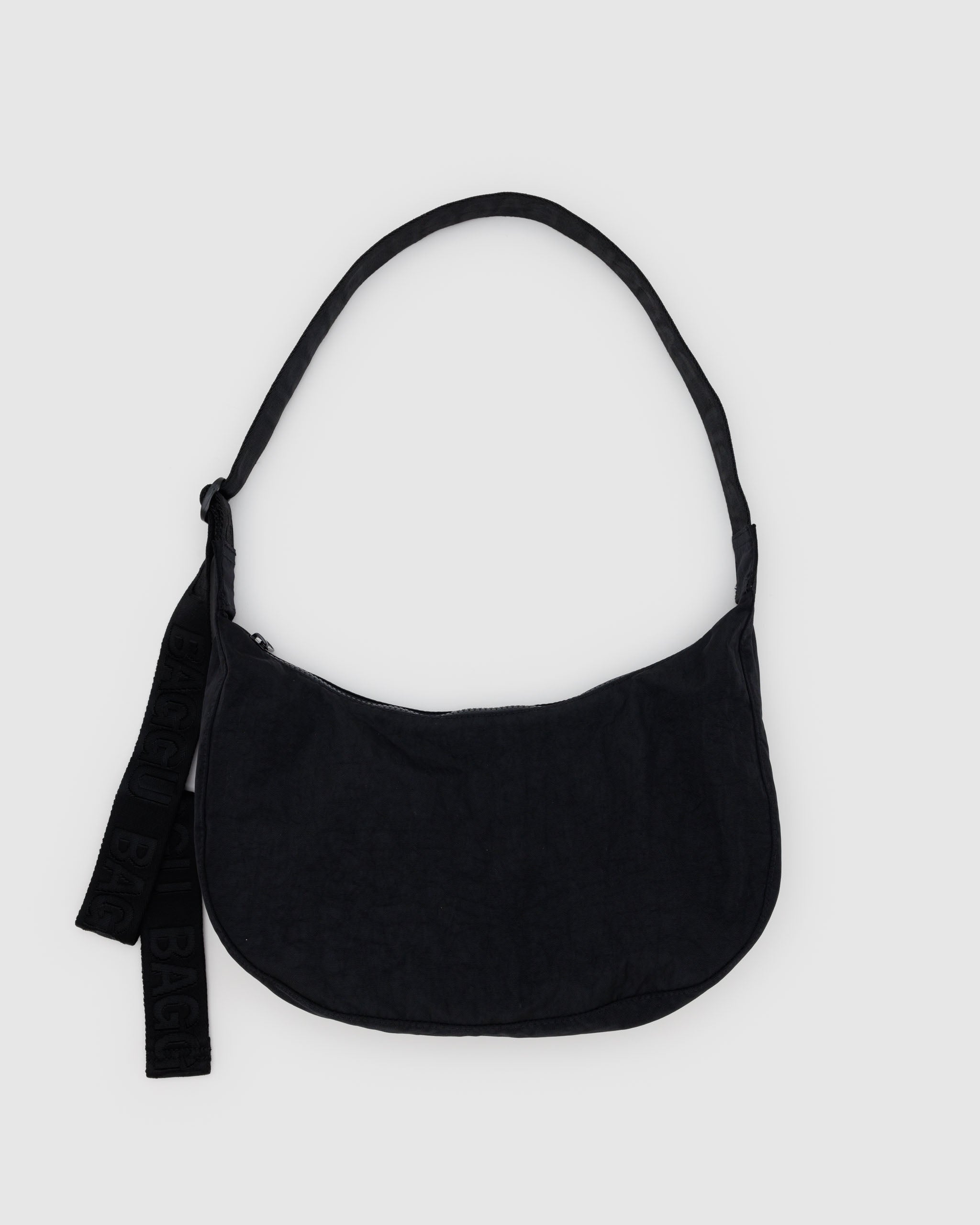 Medium Nylon Crescent Bag in Black