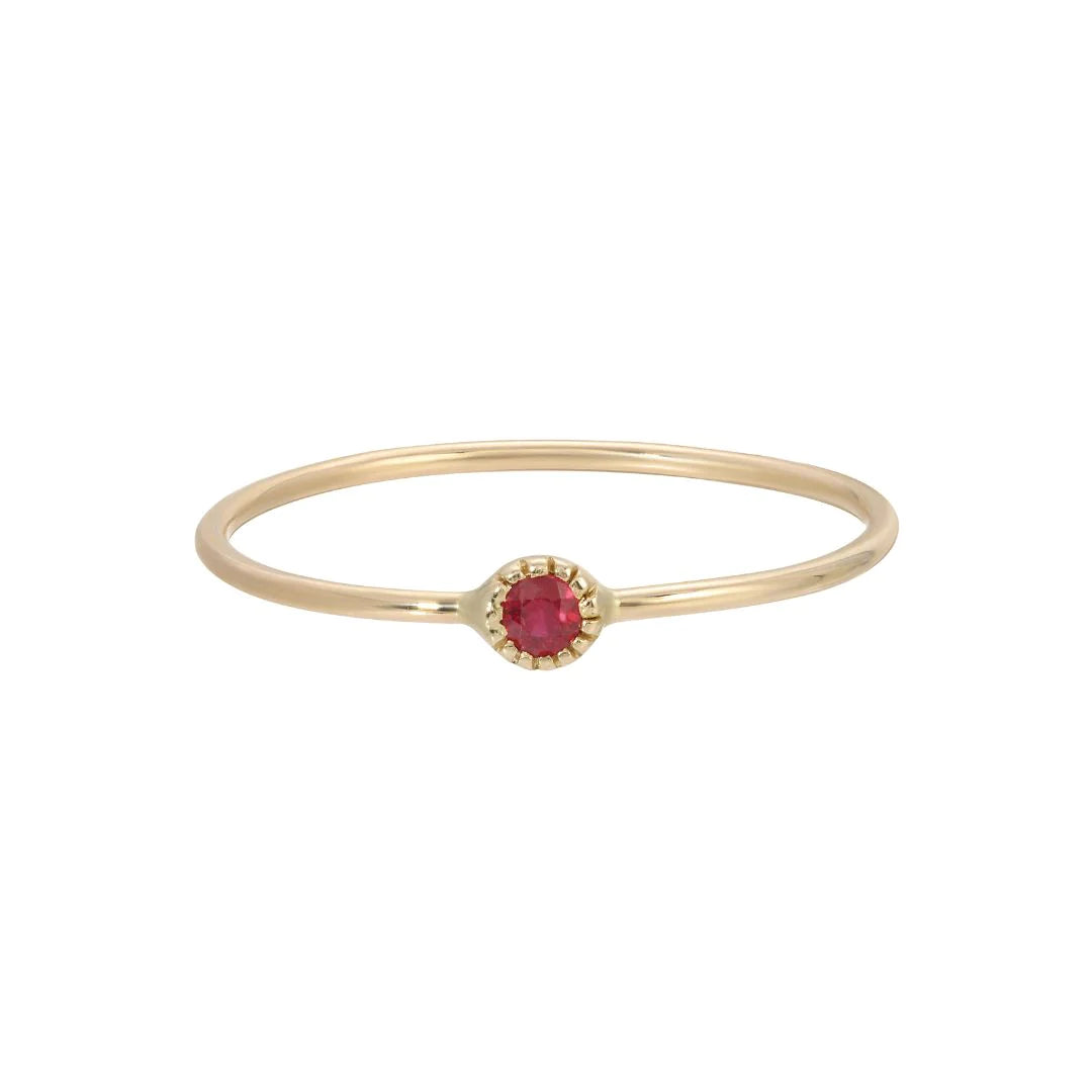 Round Ruby Moon Drop Ring