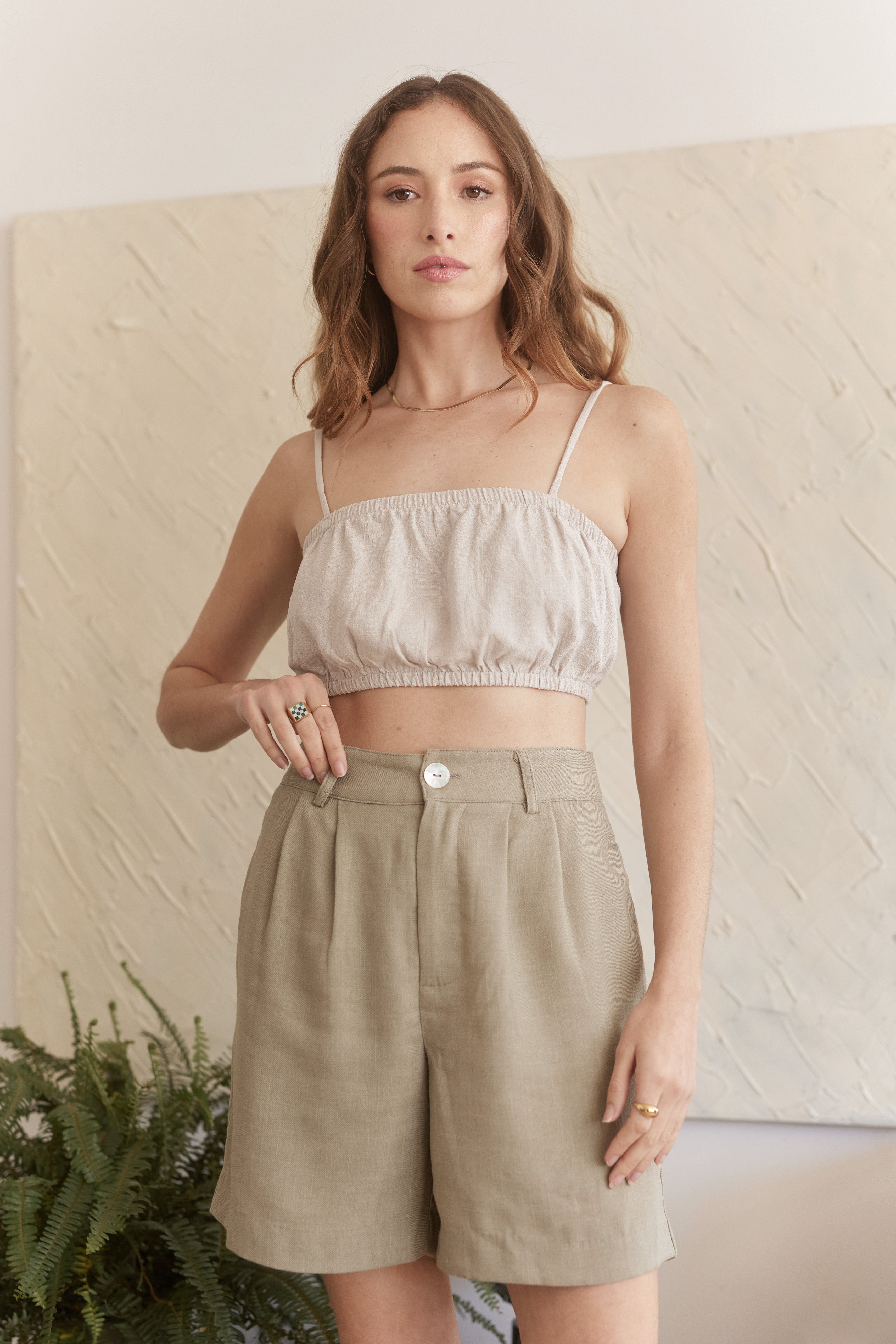 Mae Linen Blend Crop Tank