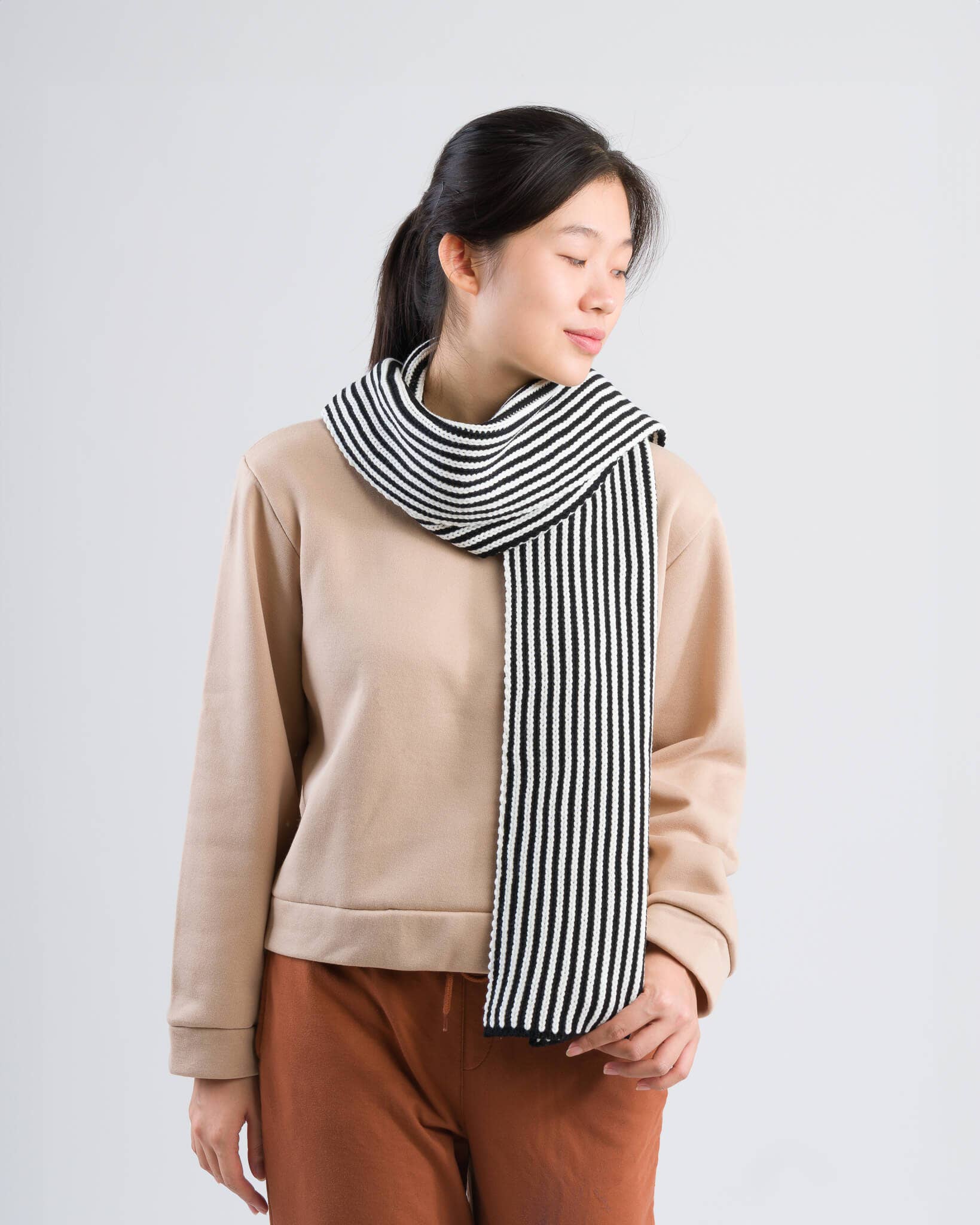 Pinstripe Big Scarf: Black White