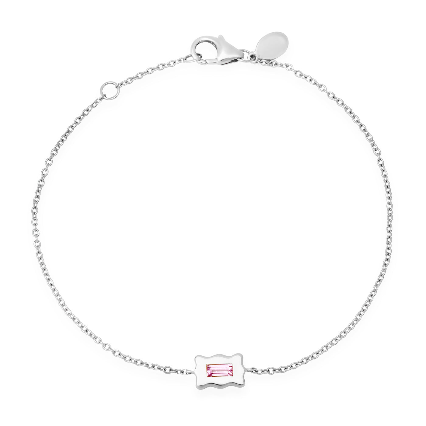 Pink Sapphire Baguette Form Chain Bracelet