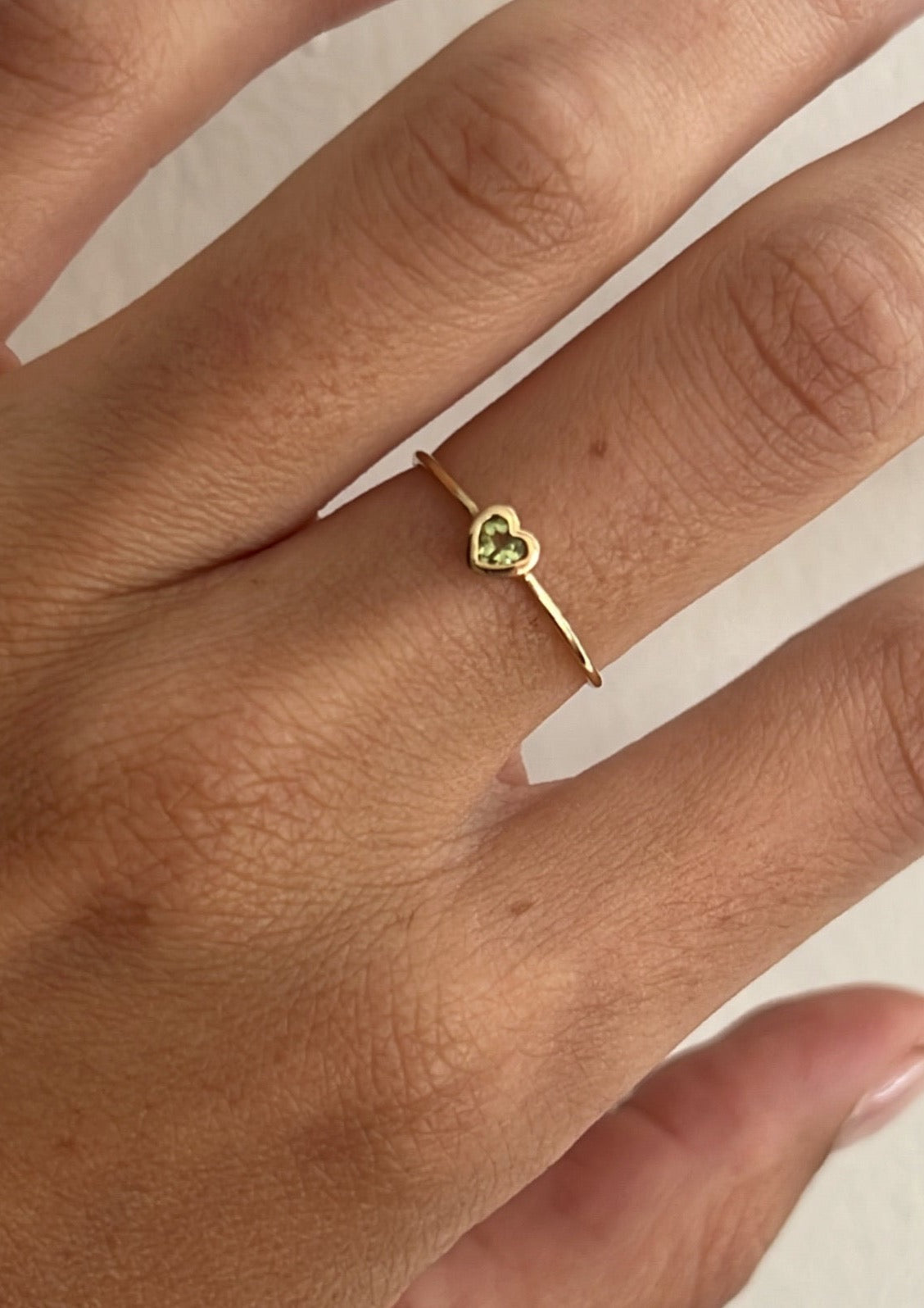 Peridot Baby Heart Ring