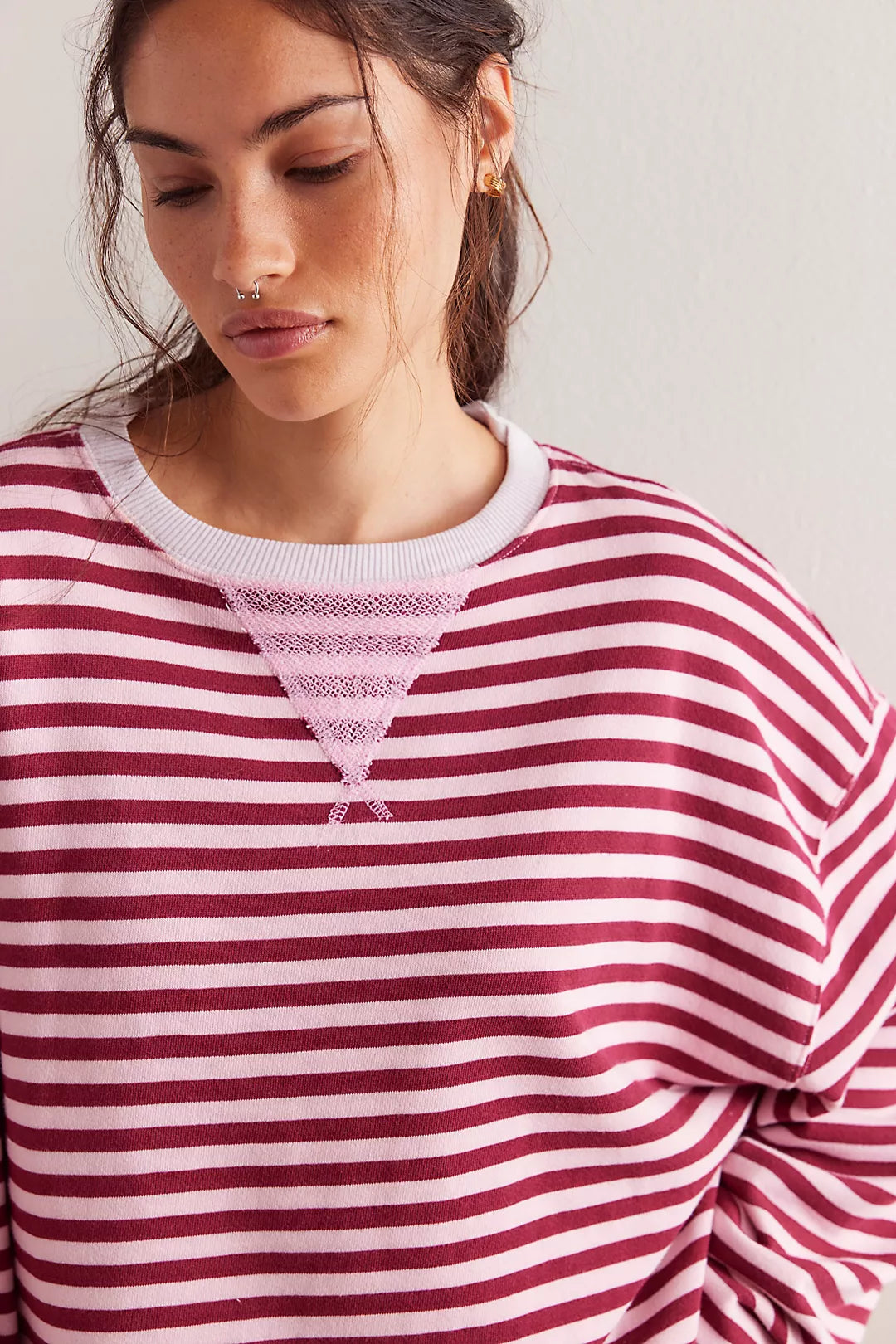 Classic Striped Crew in Raspberry