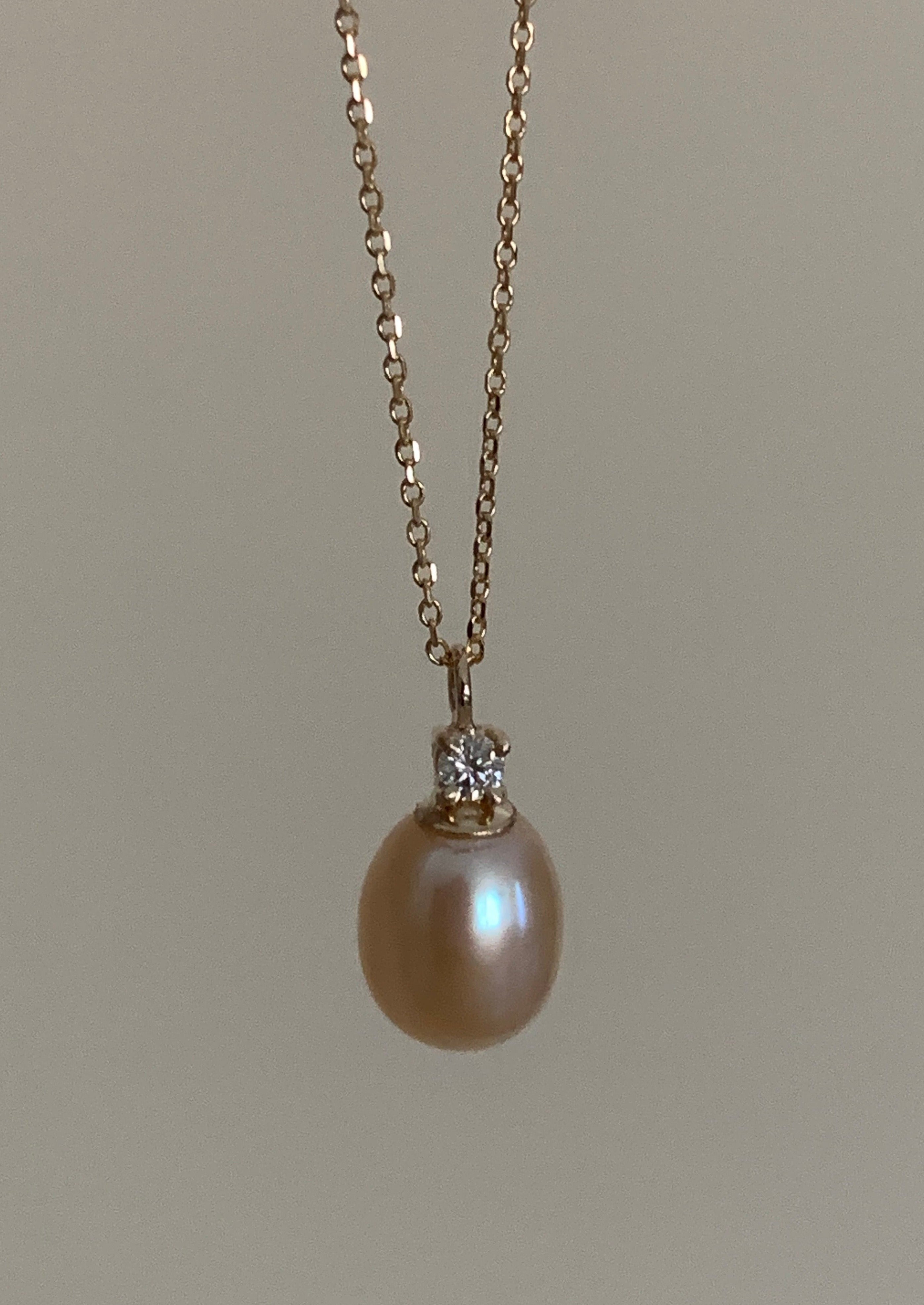 White Diamond and Blush Pearl Necklace