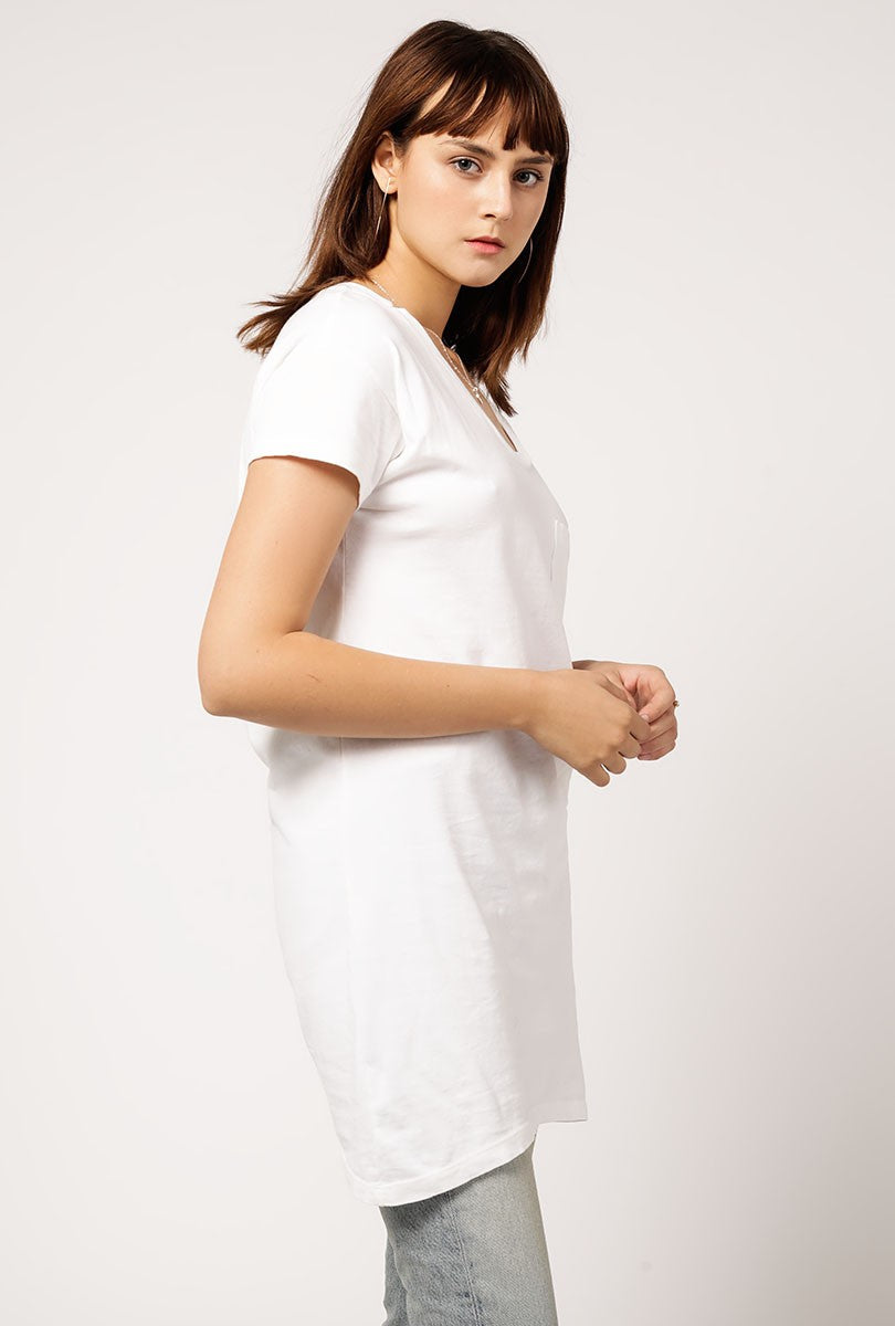 #60 Boxy Tee Dress in White Wash