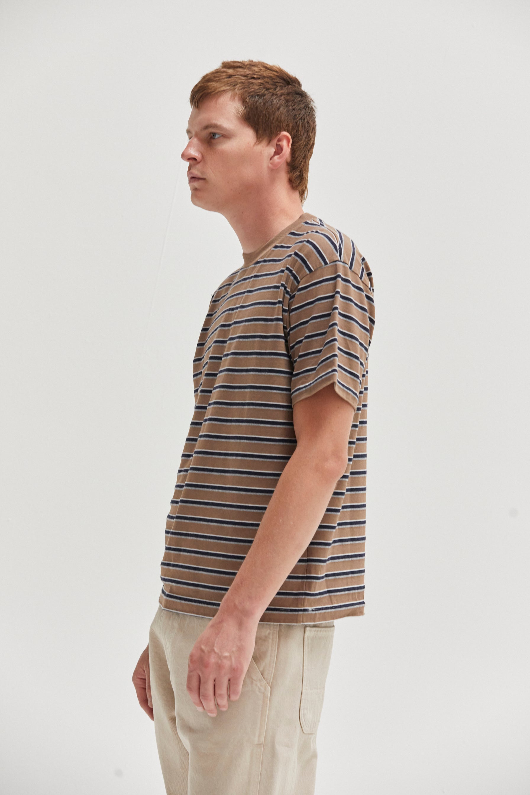 Noah Stripe Tee in Mushroom