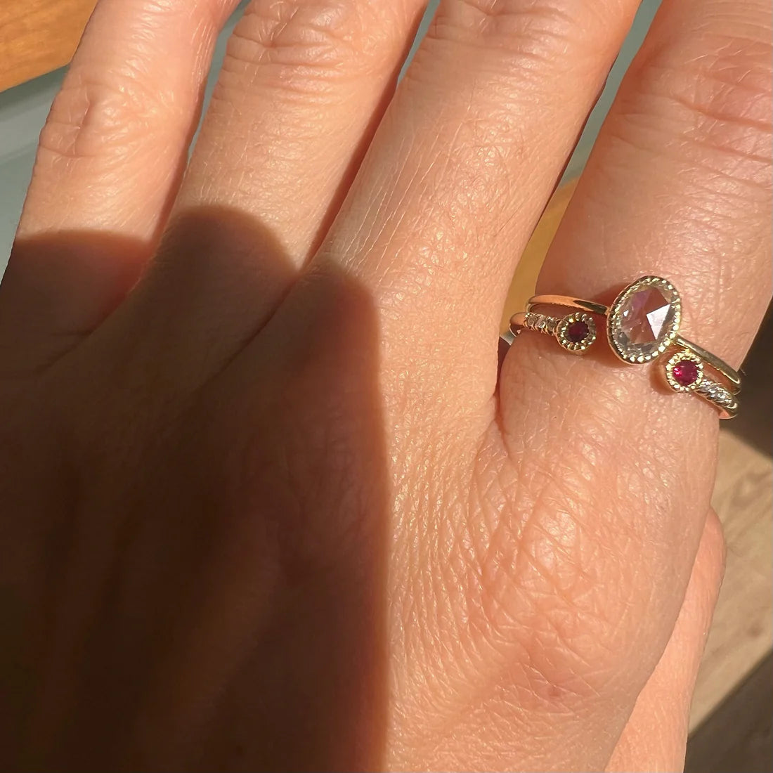 Ruby Bezel Equilibrium Cuff Ring