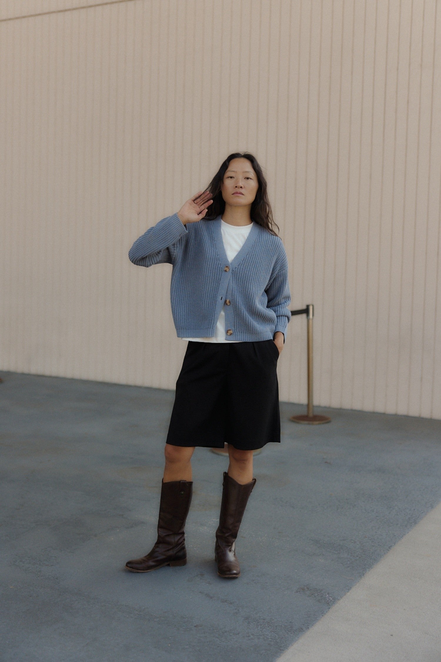 Heidi Cardigan in Dusty Blue