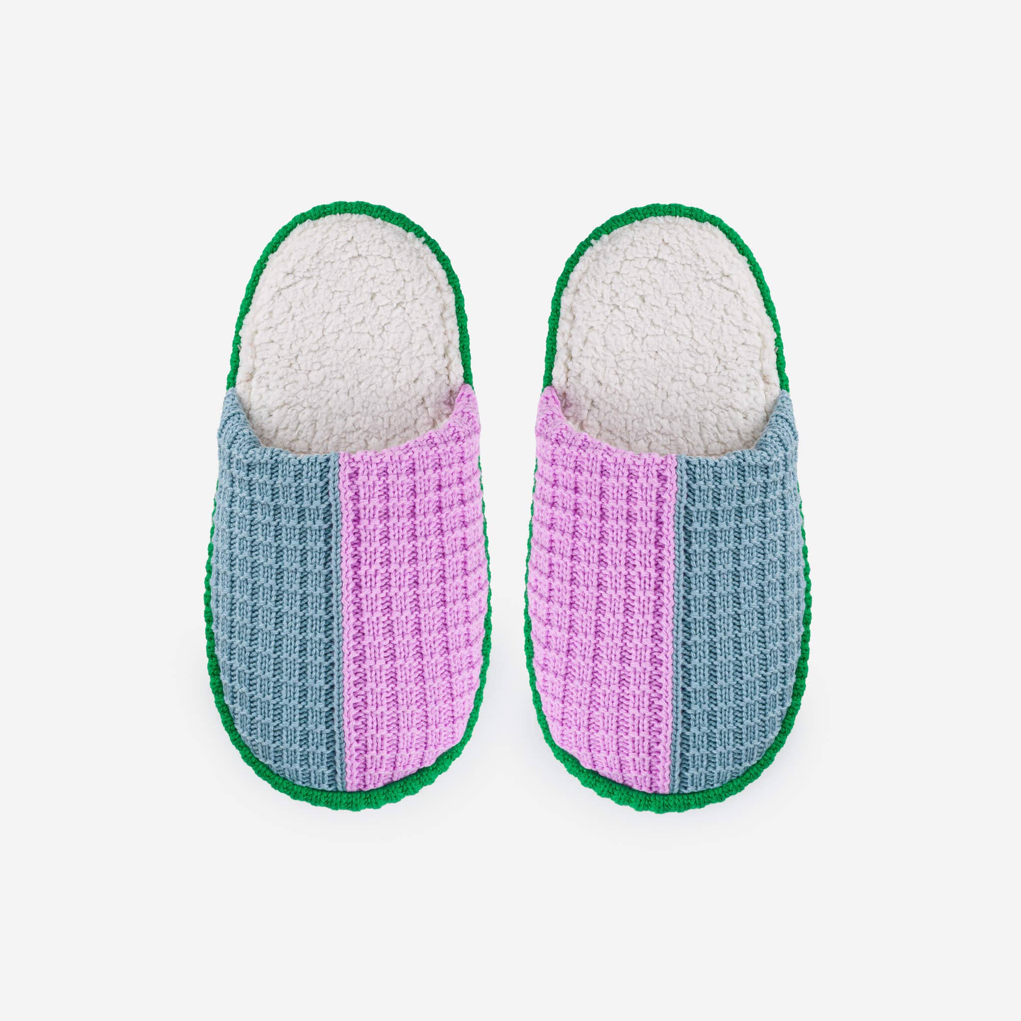 Colorblock Slide Slippers in Stone Blue Lilac