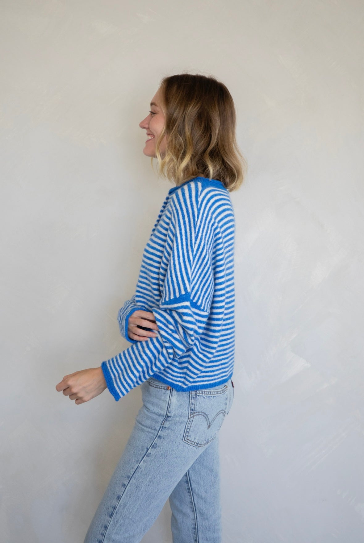 Maisie Sweater in Cobalt Stripe