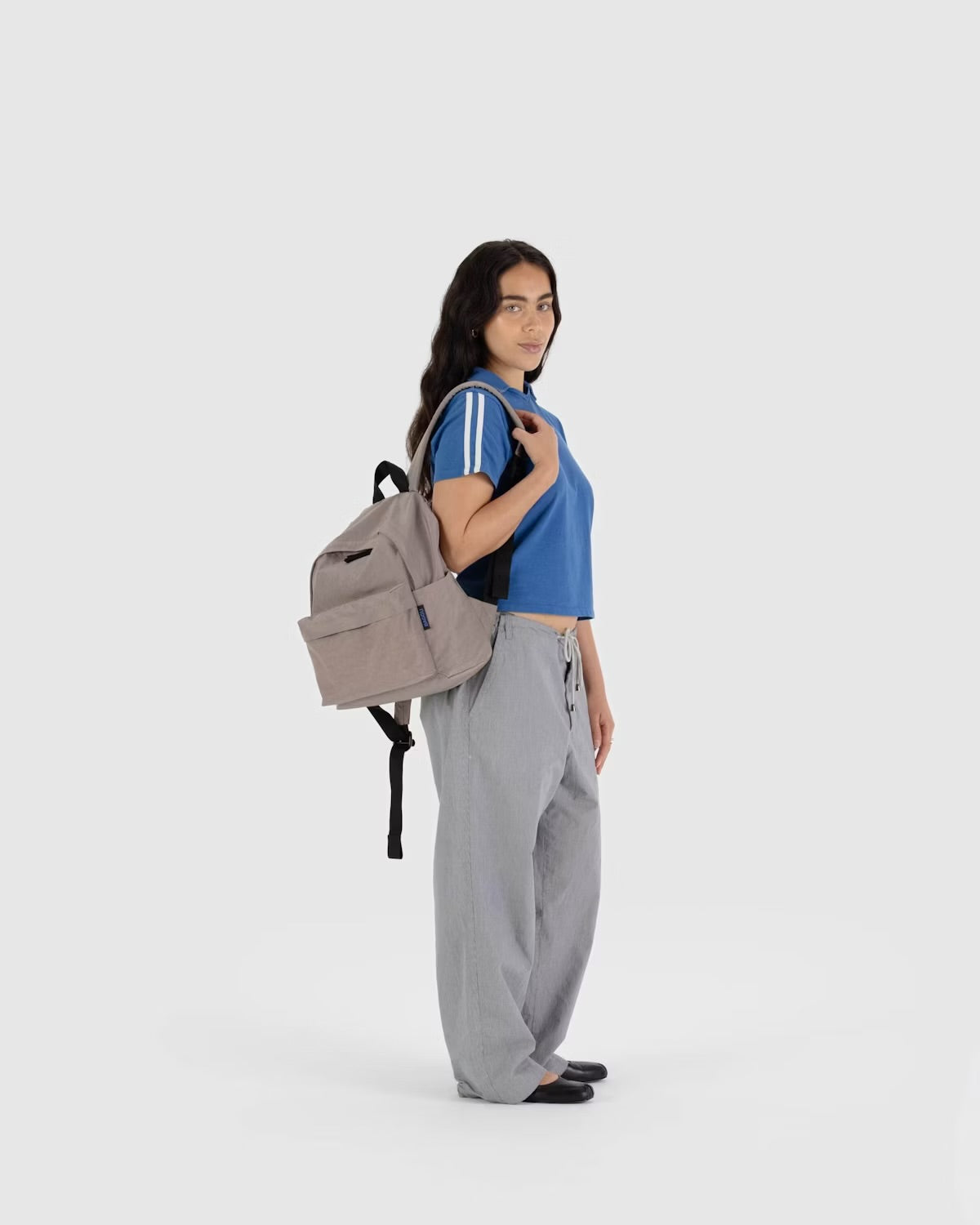 Medium Nylon Backpack in Dove