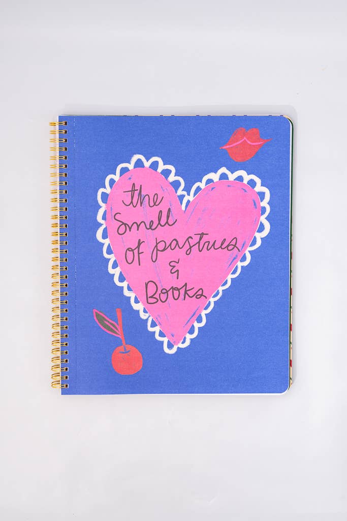 Rough Draft Large Notebook in Cherry Hearts