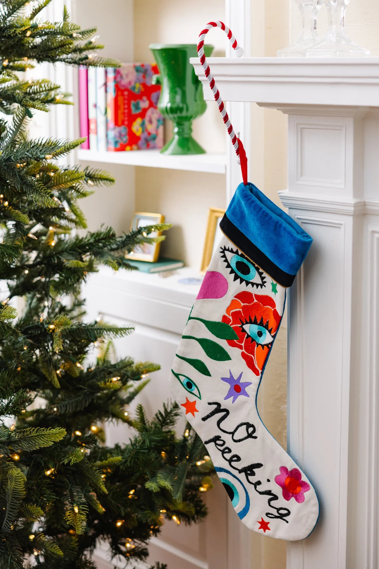 Embroidered Stocking - No Peeking