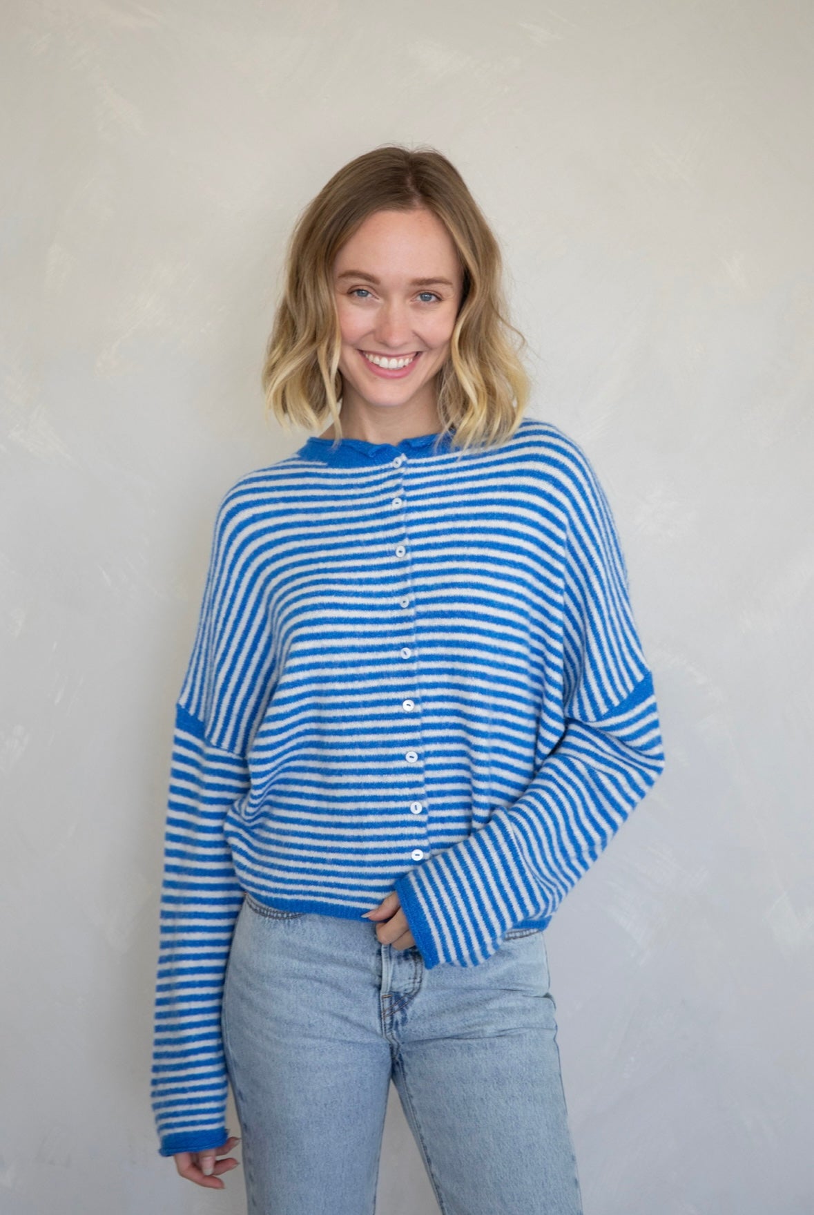 Maisie Sweater in Cobalt Stripe