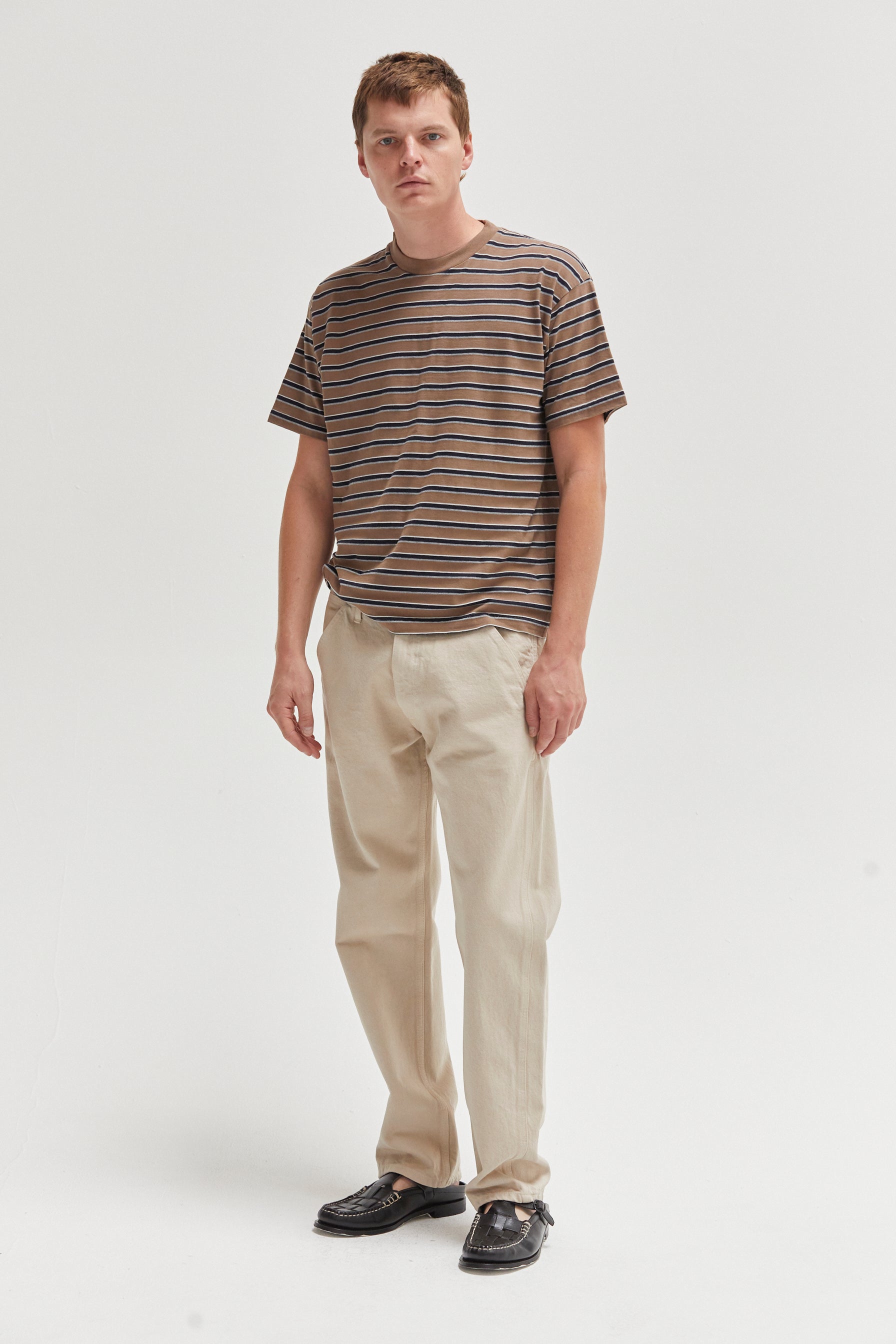 Noah Stripe Tee in Mushroom