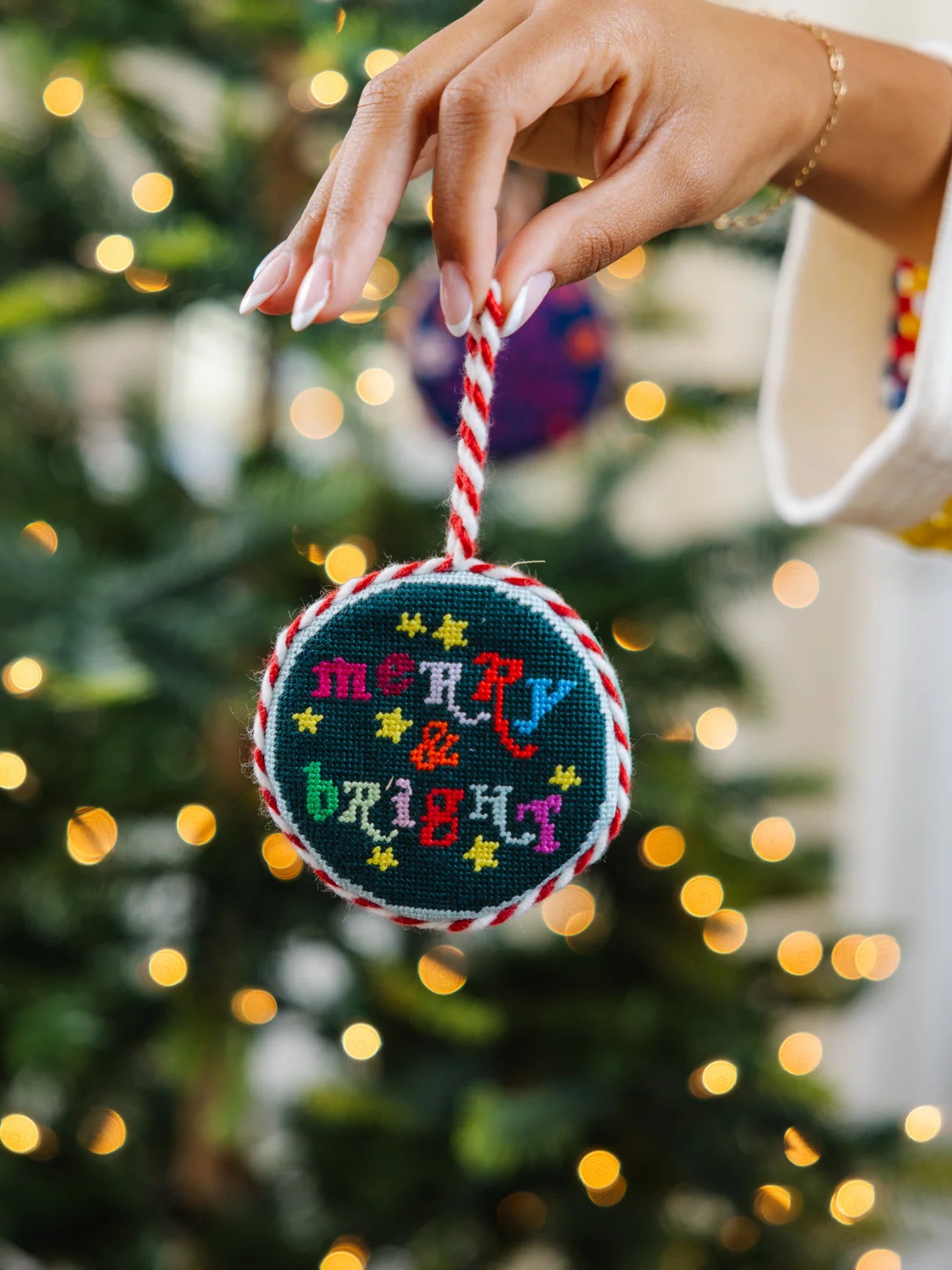 Merry & Bright Needlepoint Ornament