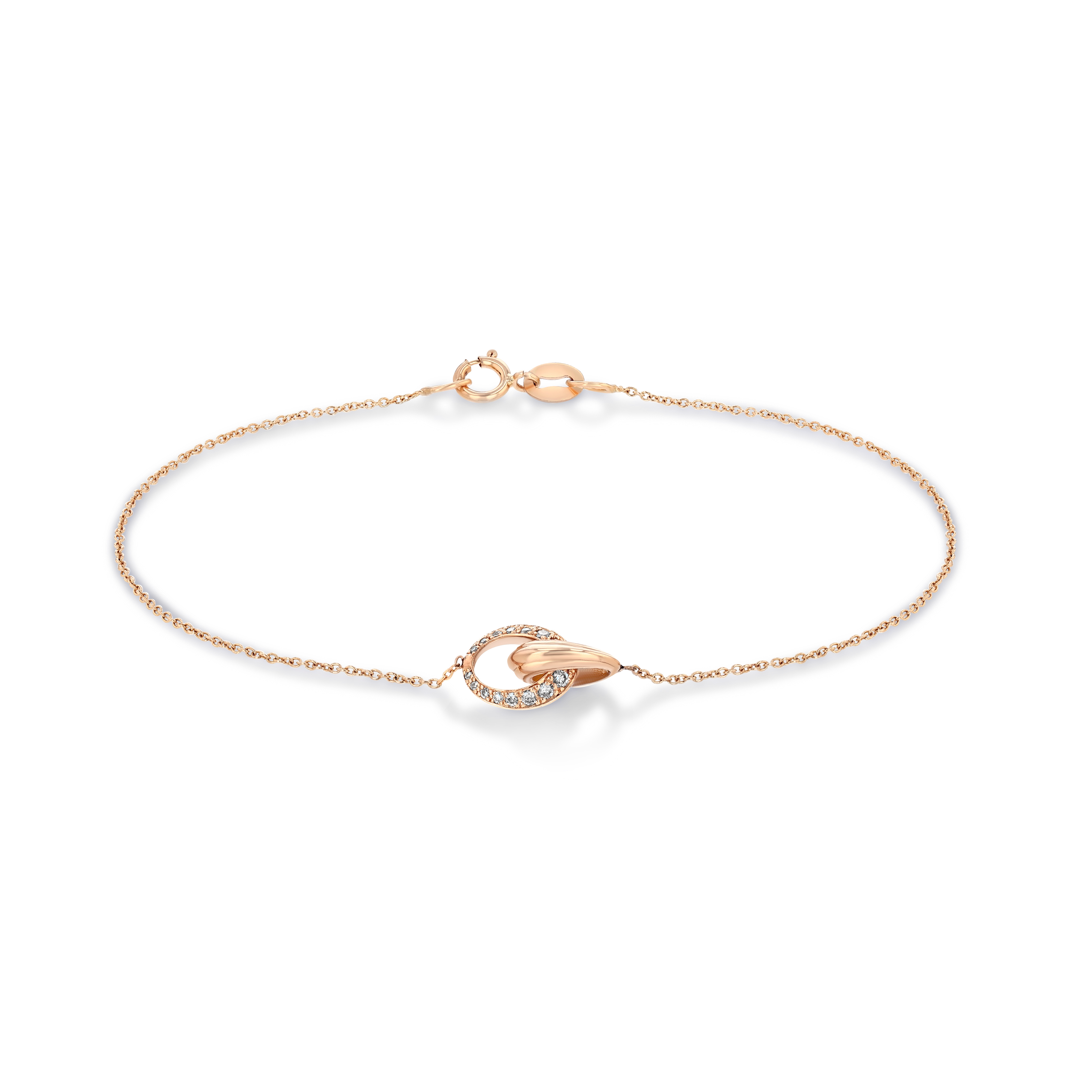 Crescent Links Bracelet With One Sided Pavé