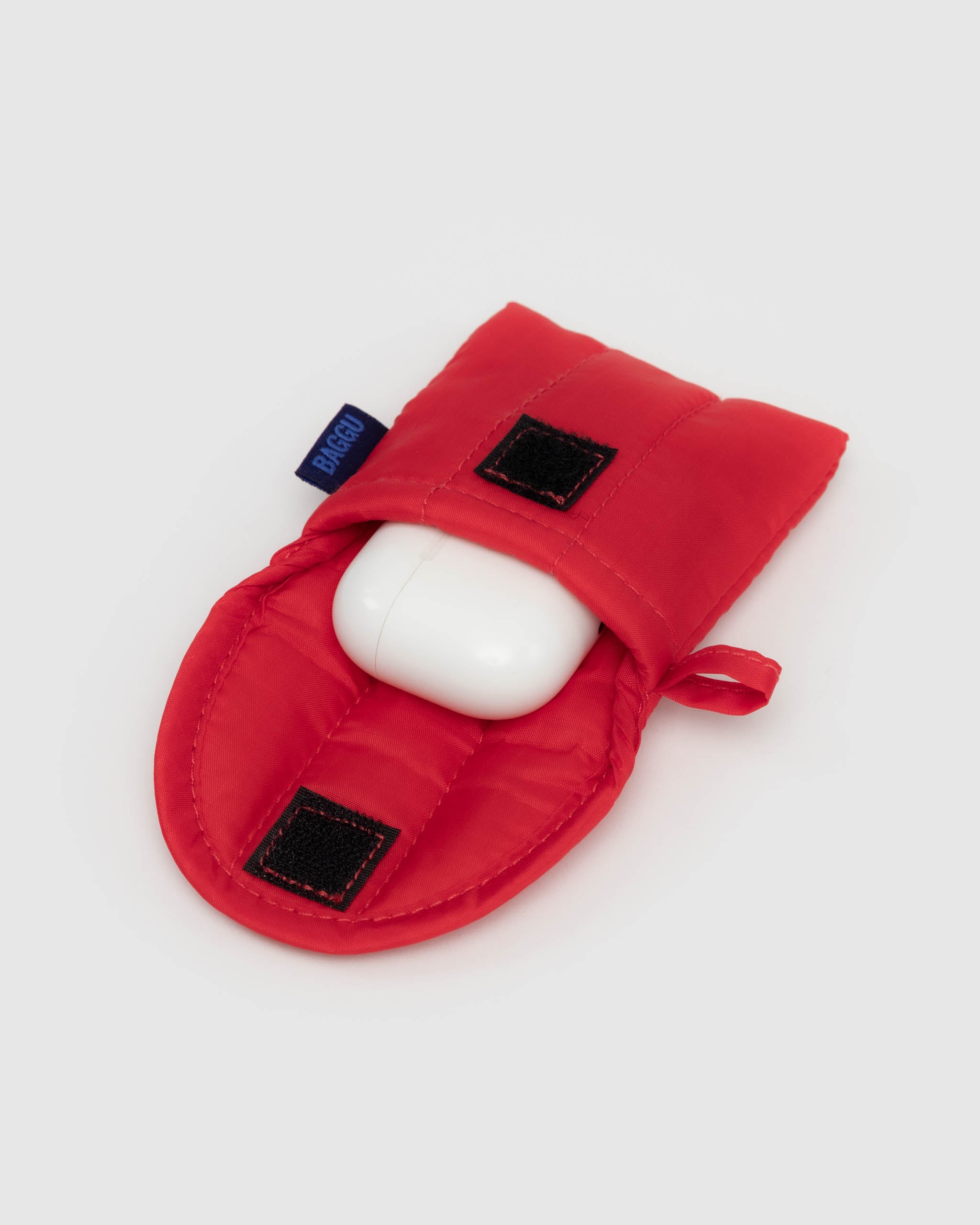 Puffy Earbuds Case in Candy Apple Red