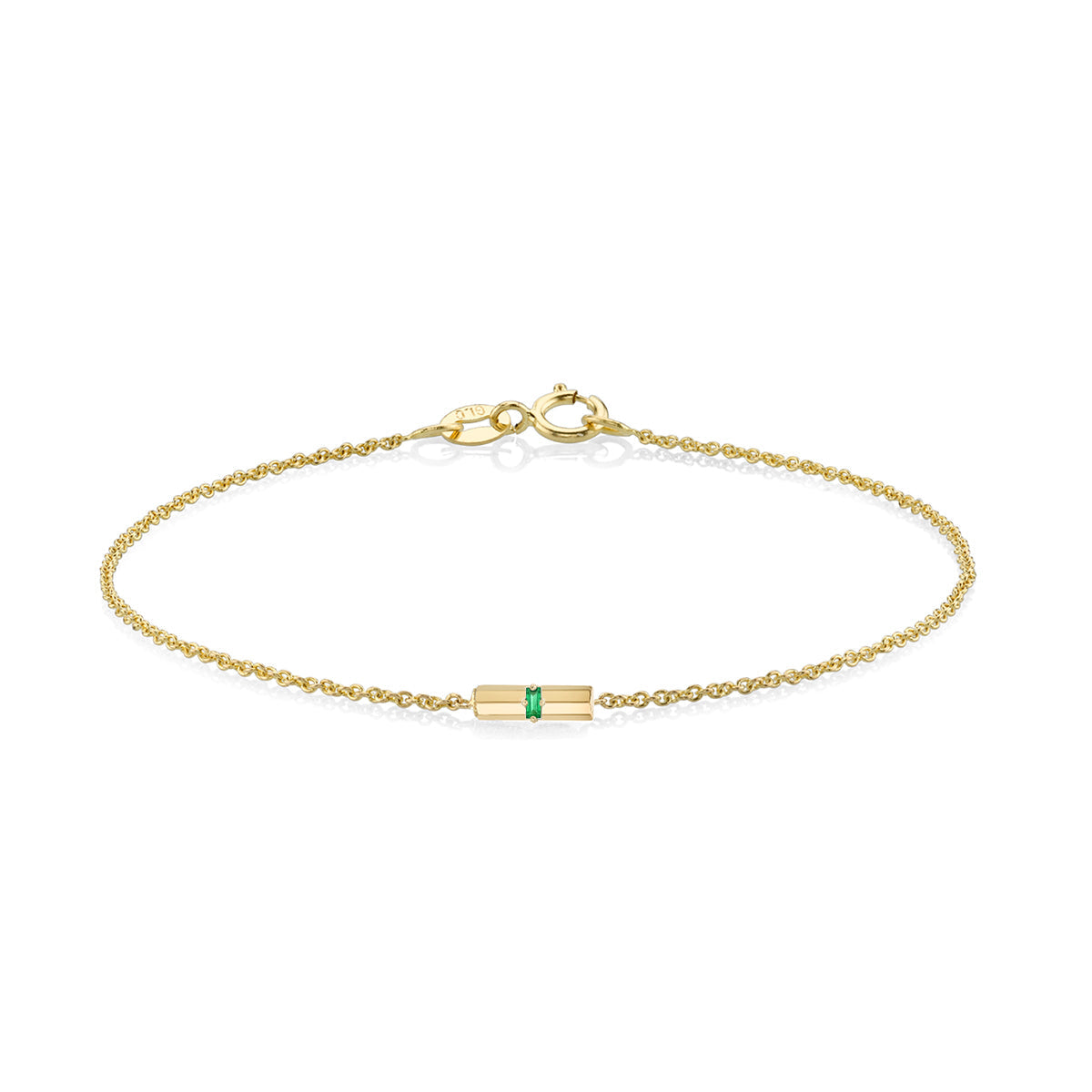 Knife Edge Basic Bar Bracelet With Emerald Baguette