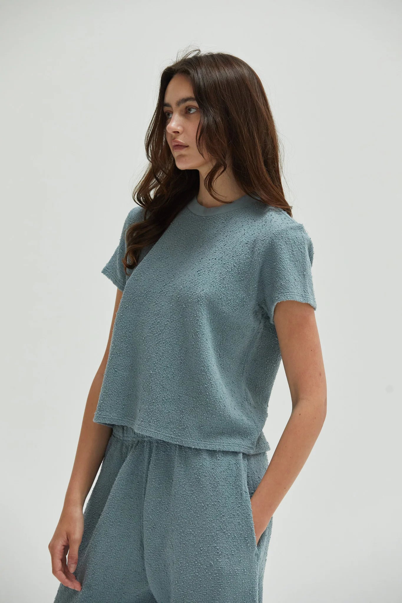 Nina Boucle Tee in Ocean