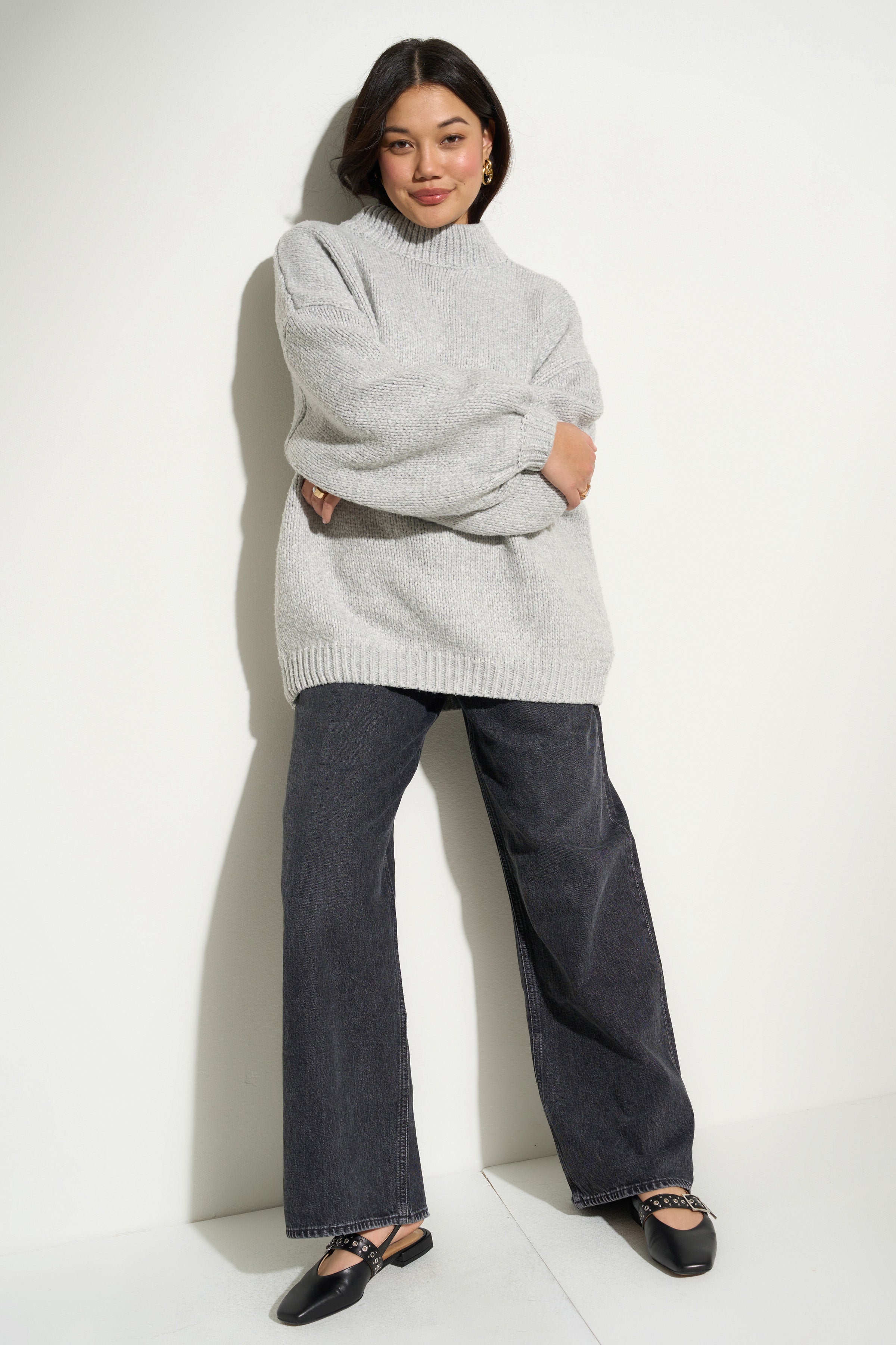 Bellamy Chunky Knit Pullover - Heather Grey