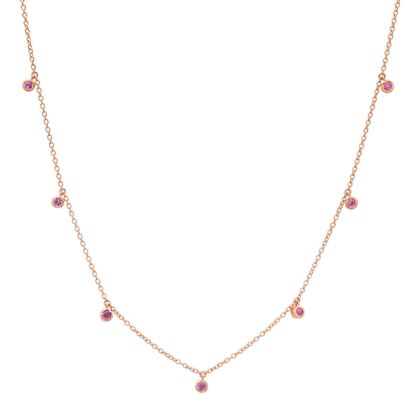 Mini Pink Sapphire Drop Necklace