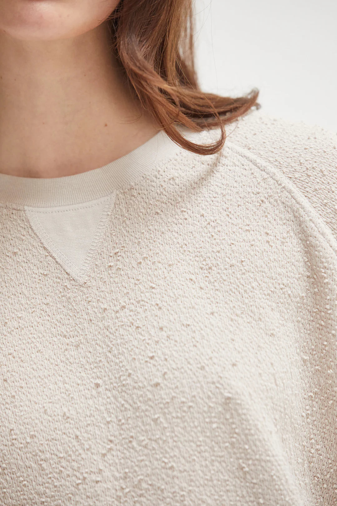 Camille Boucle Crewneck in Stone