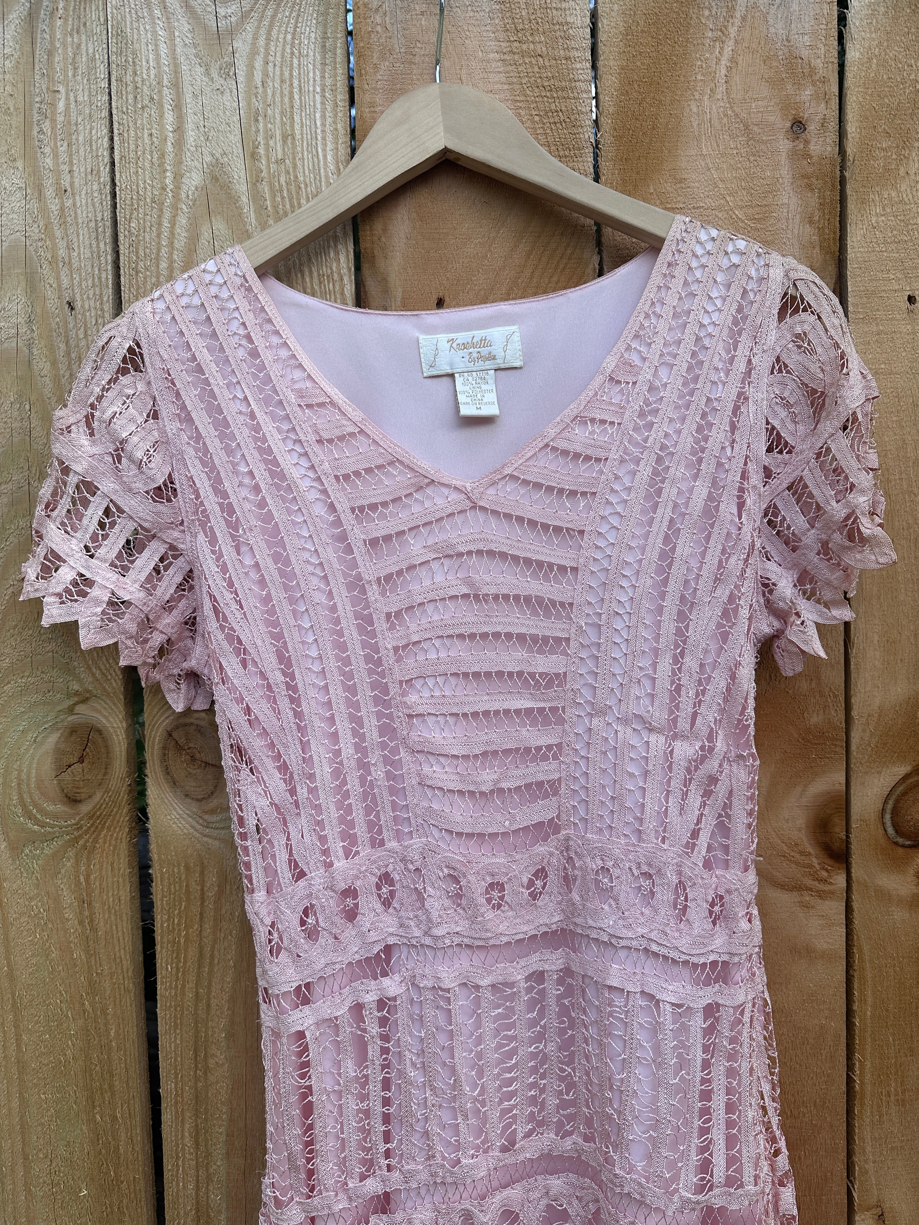 Vintage Pink Lace Dress