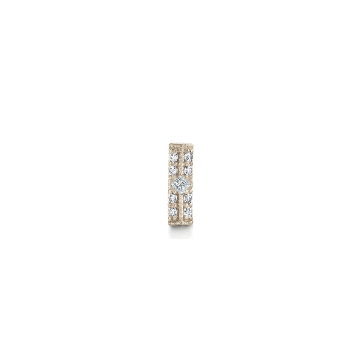 Pave Knife Edge Bar Stud With Princess Diamond