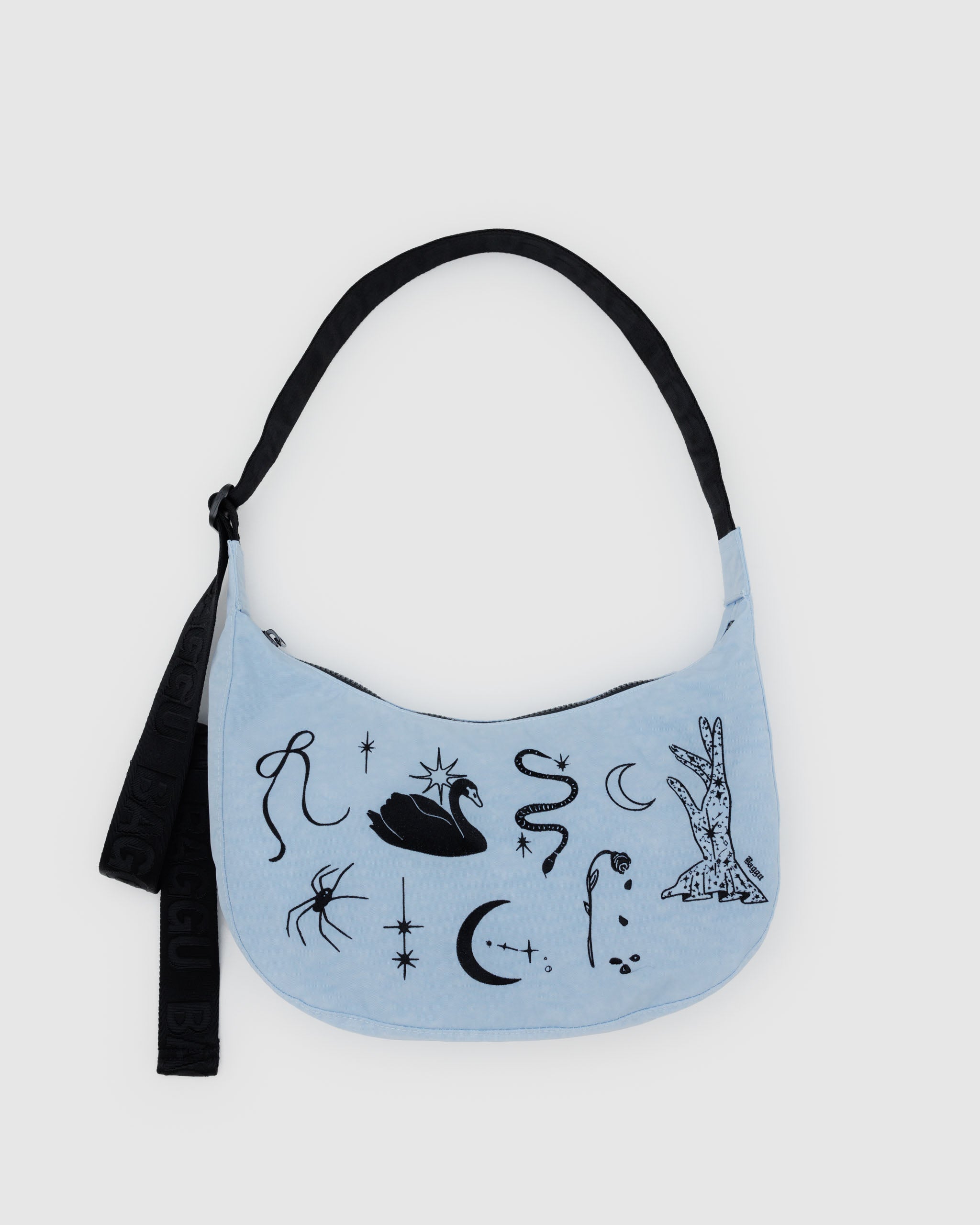 Medium Nylon Crescent Bag in Embroidered Ballet Icons