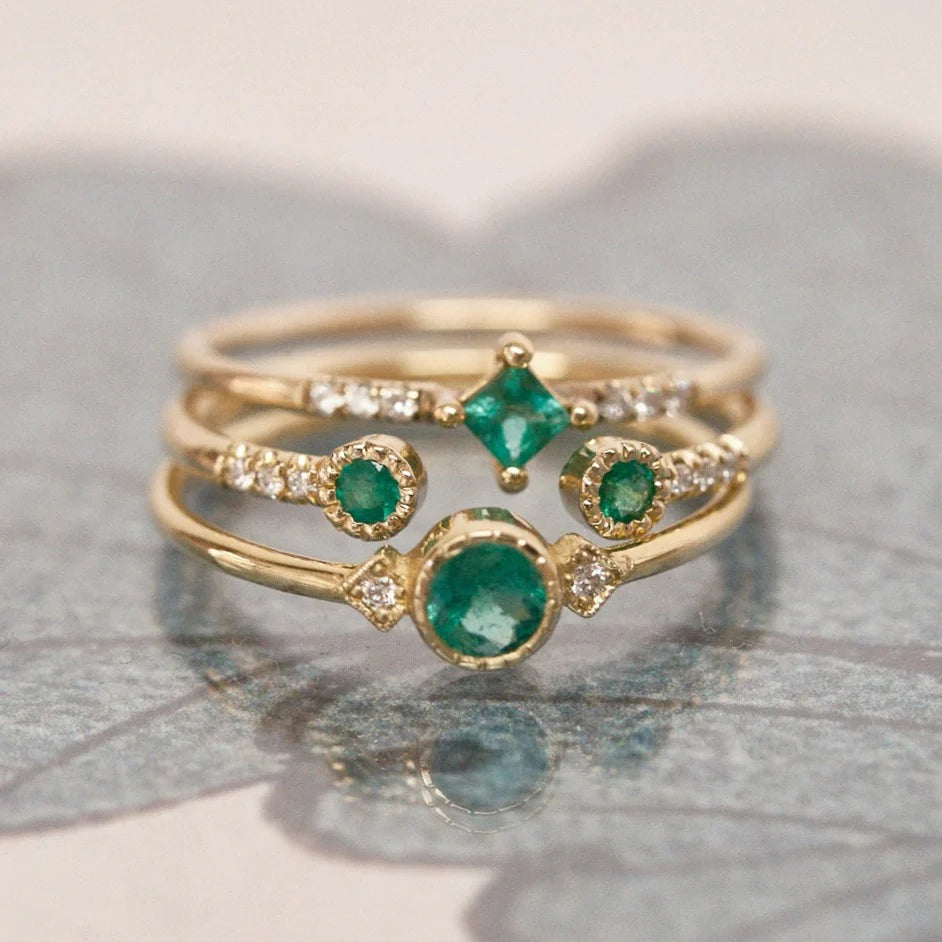 Emerald Bezel Equilibrium Cuff Ring