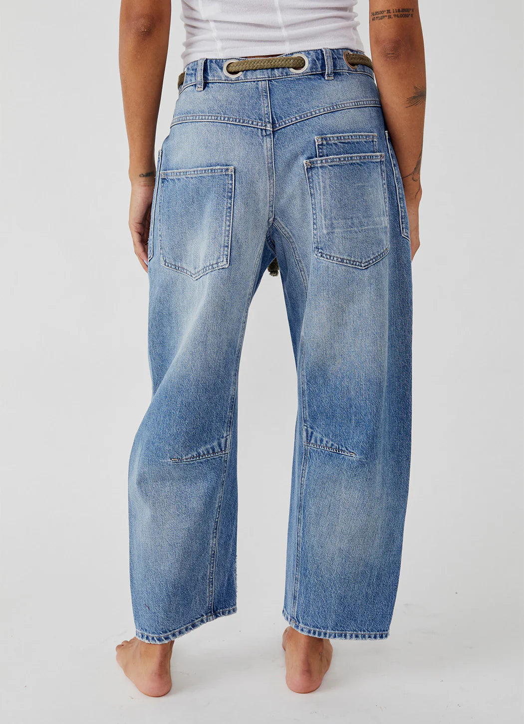 We The Free Moxie Pull-On Barrel Jeans in Truest Blue