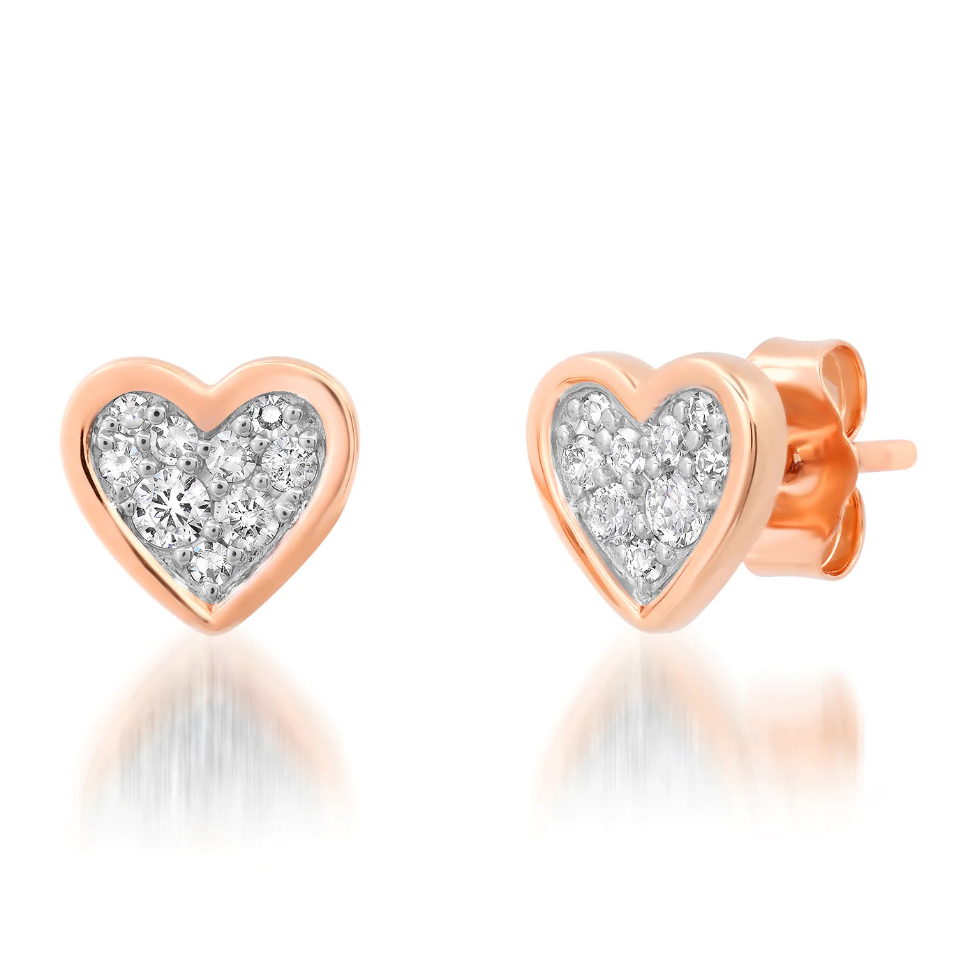 Diamond Bezel Set Heart Studs