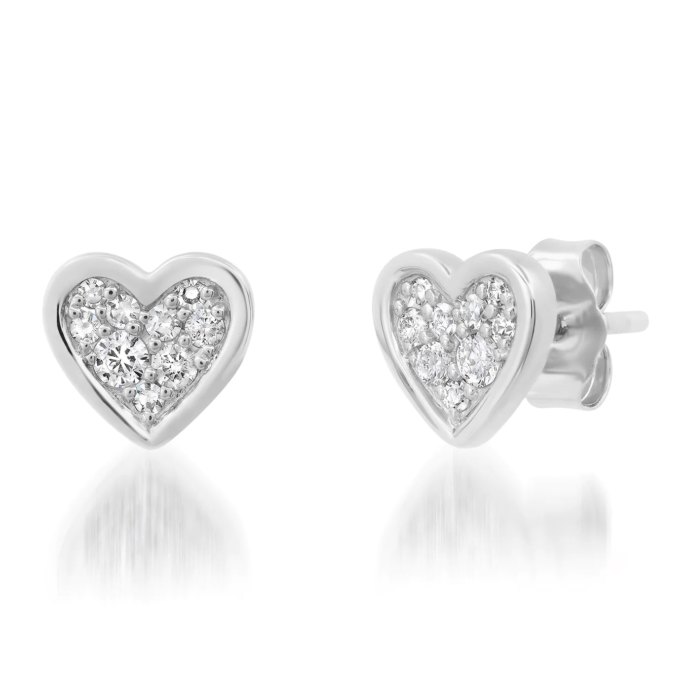 Diamond Bezel Set Heart Studs