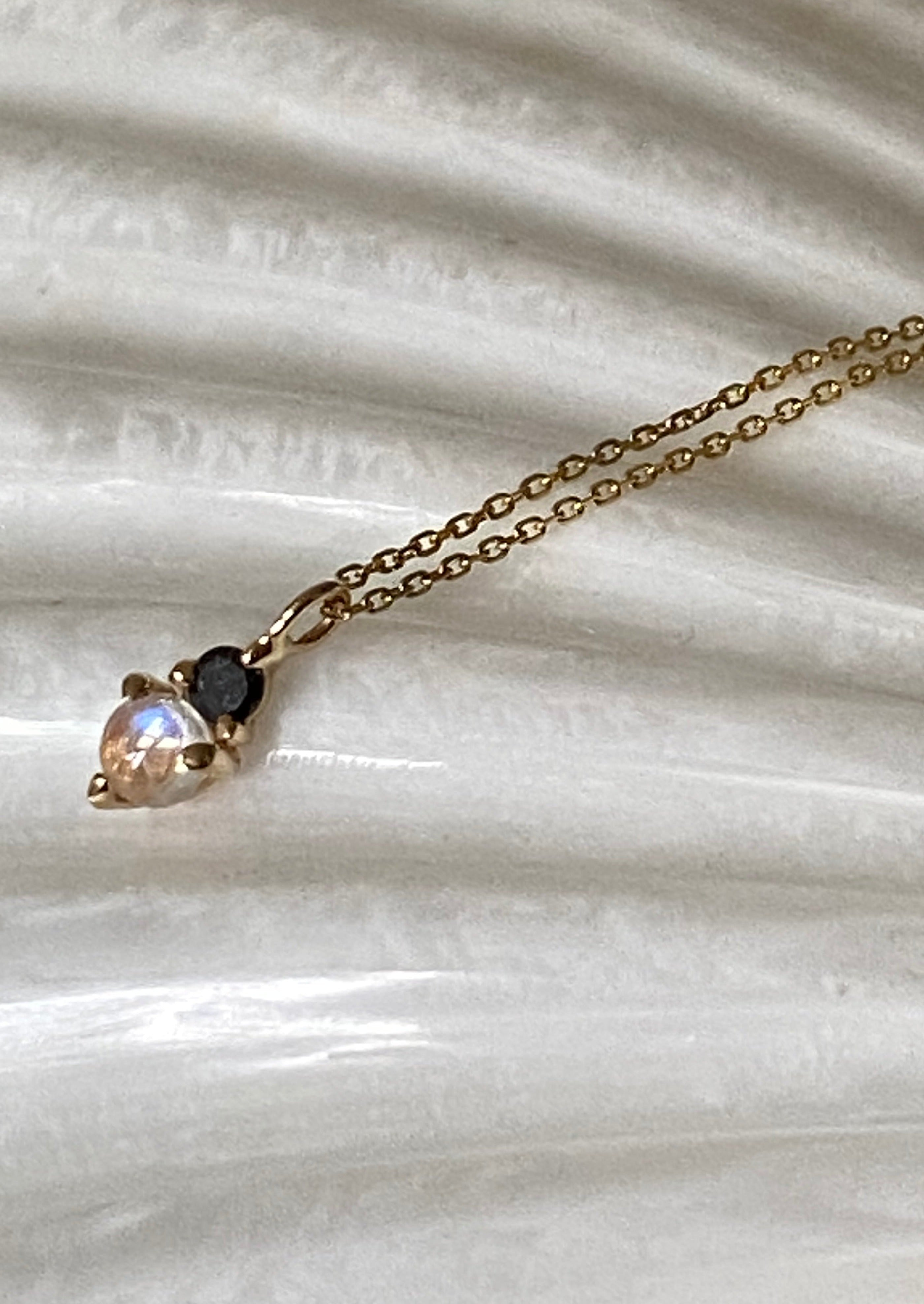 Black Diamond and Moonstone Necklace