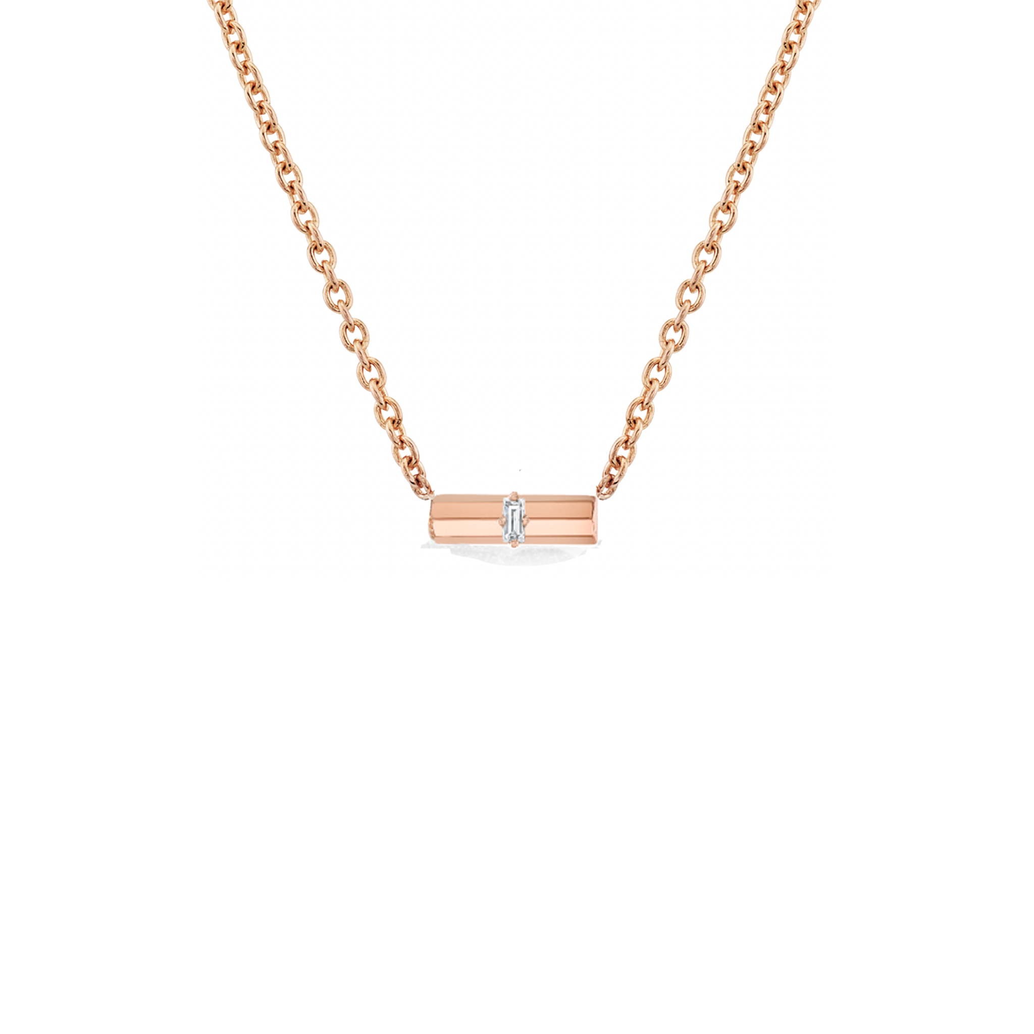 Horizontal Knife Edge Bar Necklace With Baguette