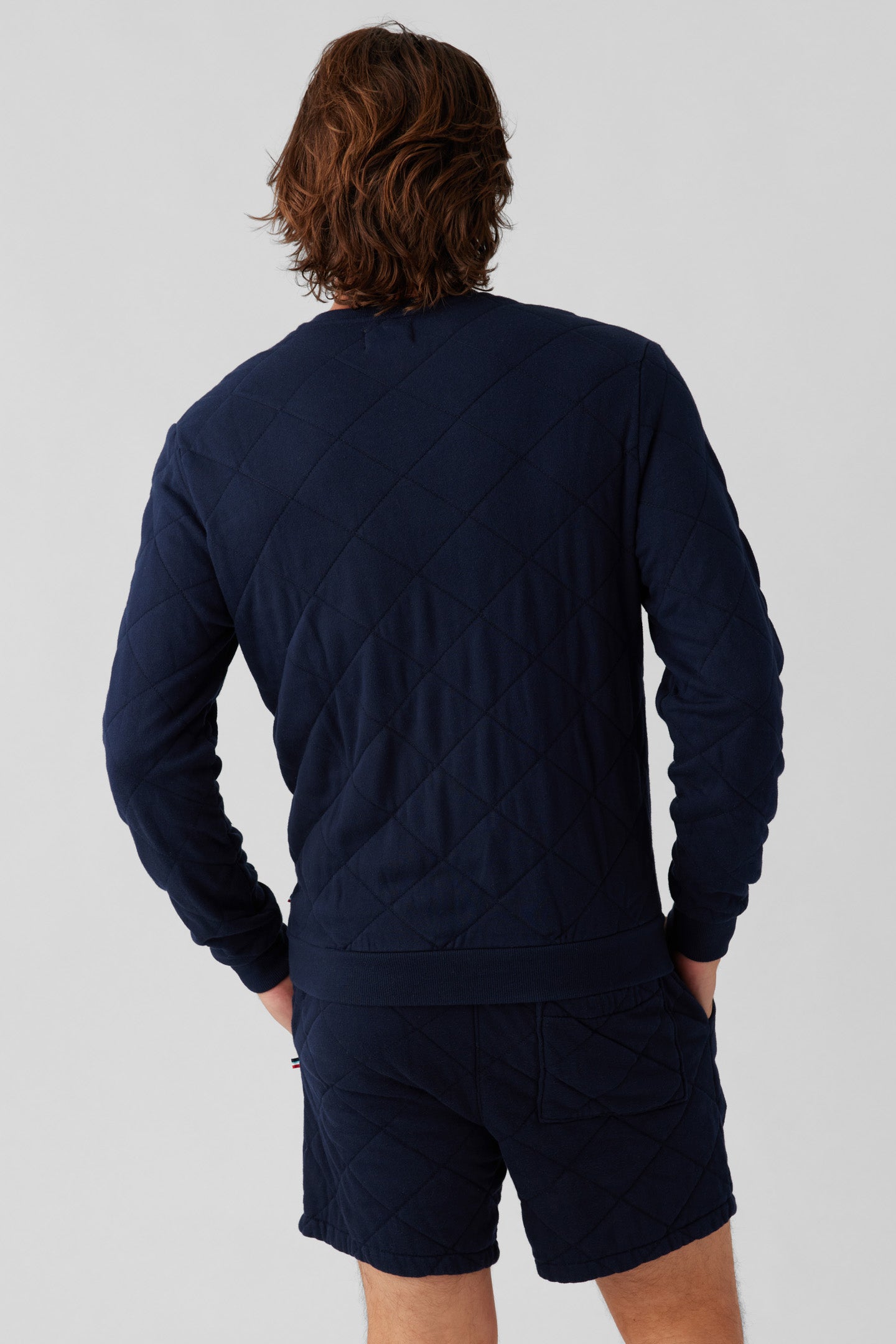 Quilted Long Sleeve Henley Pullover