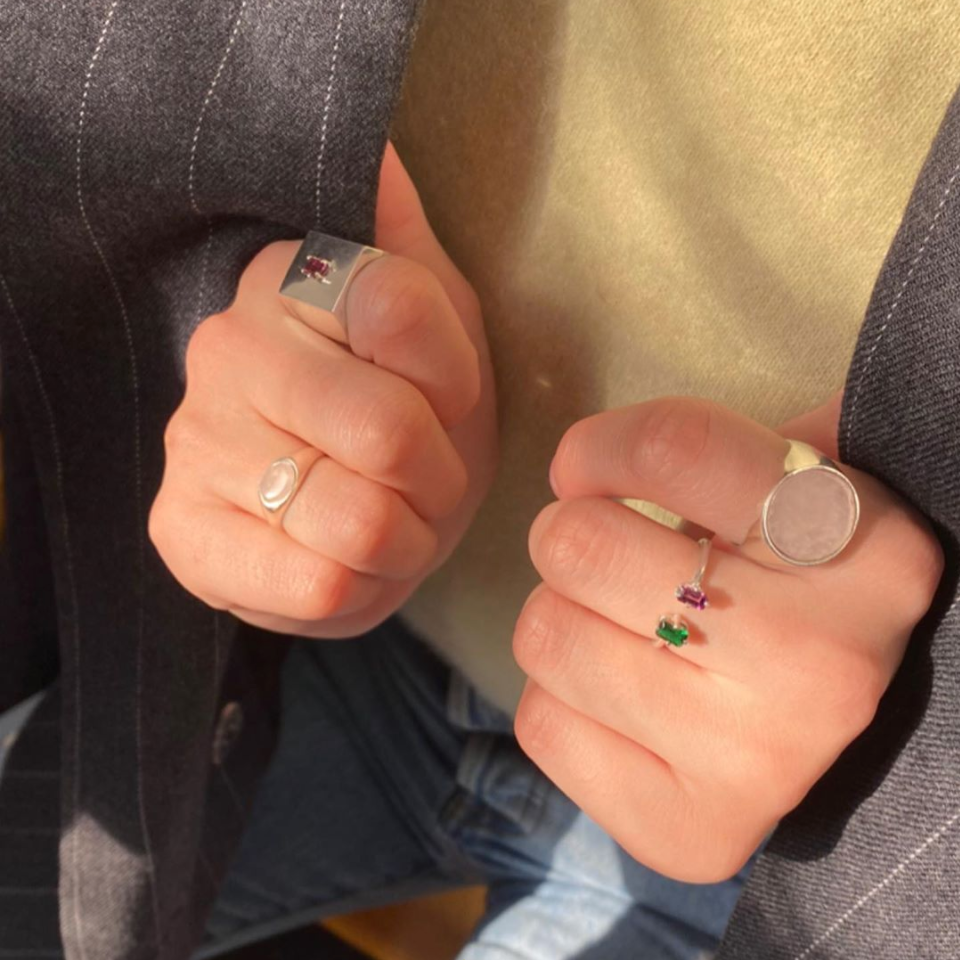 Jordana Ring - Green Quartz and Seza Rhodolite