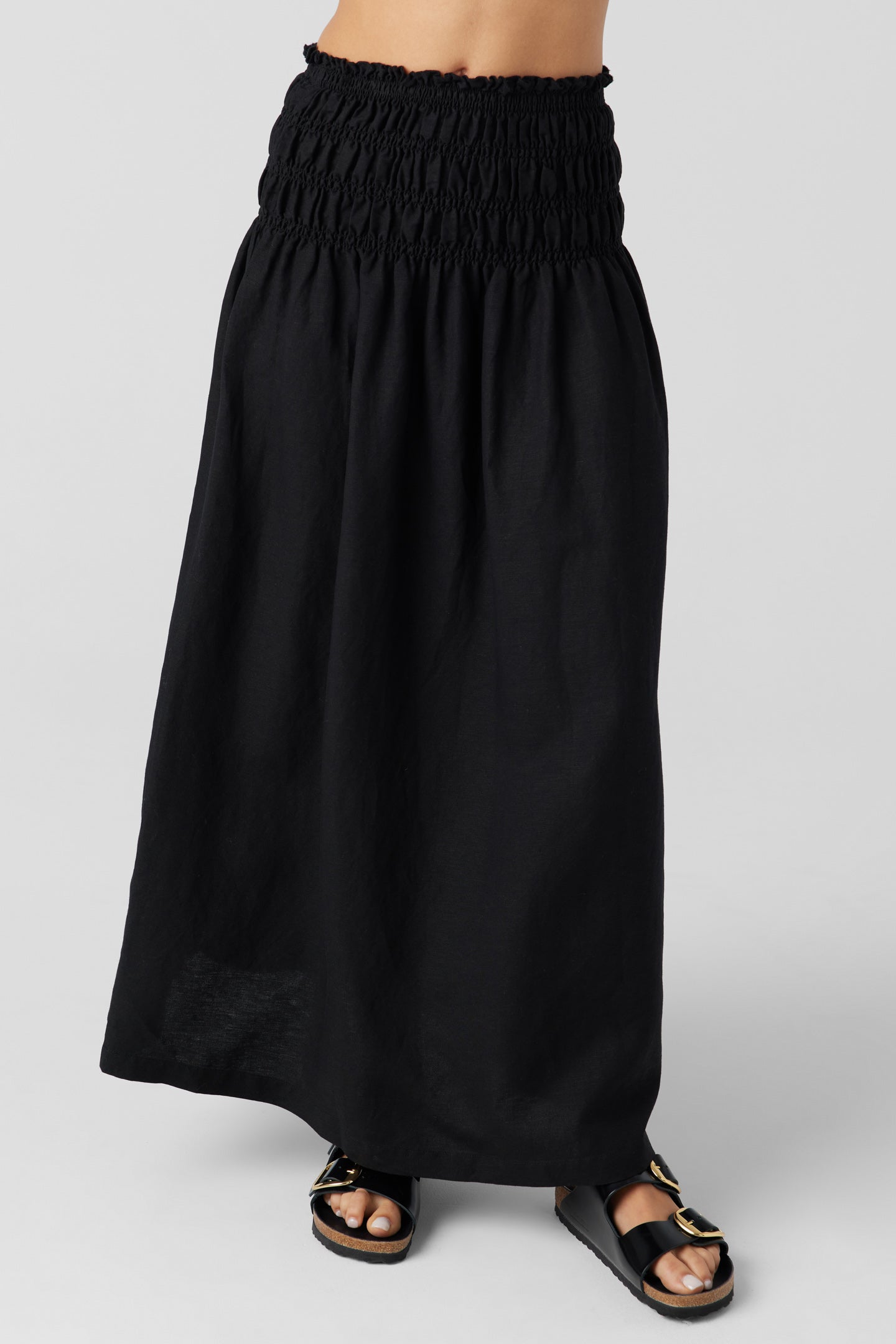 Emmy Linen Smocked Maxi Skirt