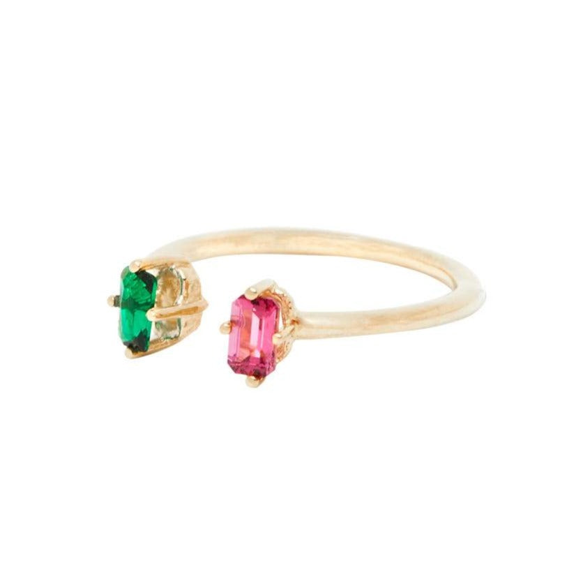 Jordana Ring - Green Quartz and Seza Rhodolite