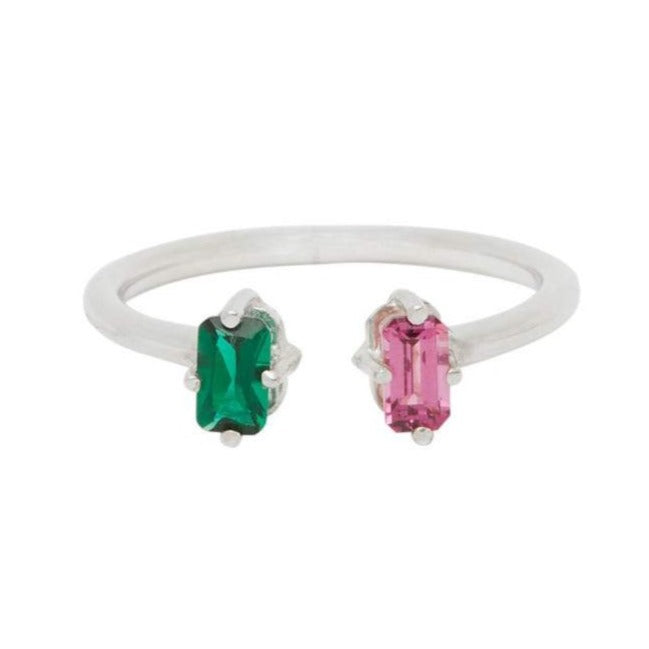 Jordana Ring - Green Quartz and Seza Rhodolite