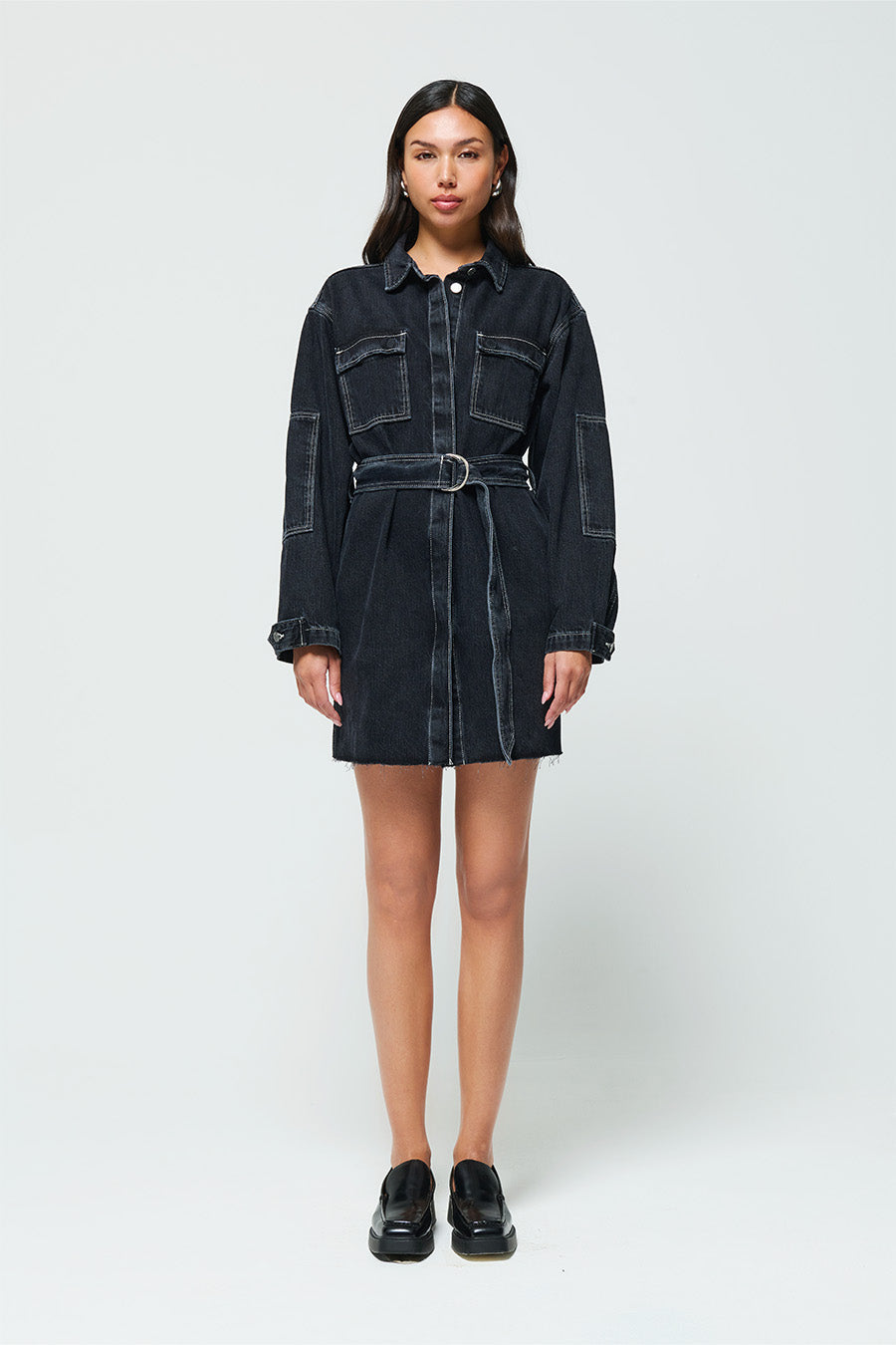 Wilton Utility Shirt Dress - Black Pearl