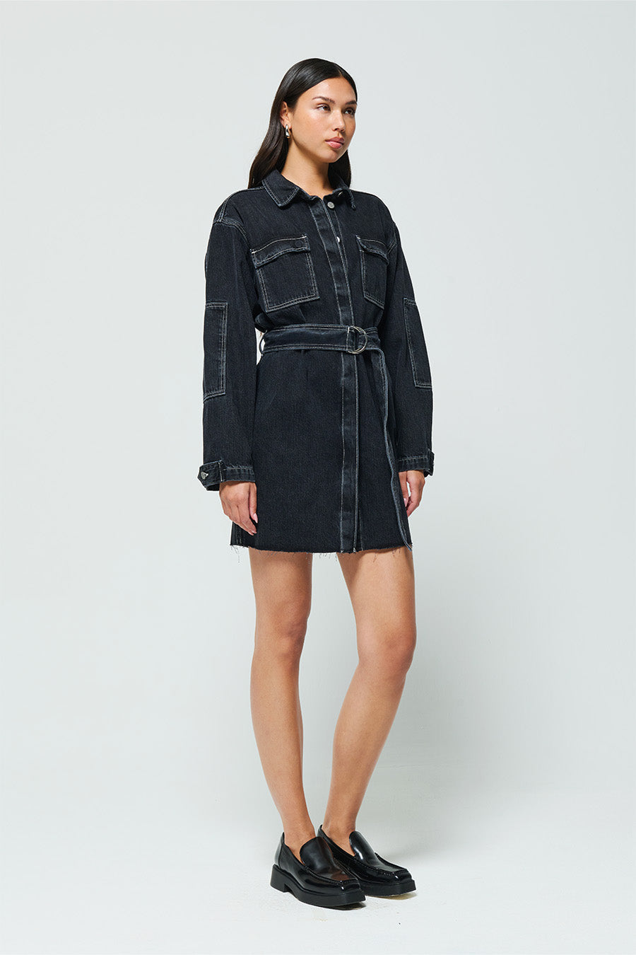 Wilton Utility Shirt Dress - Black Pearl