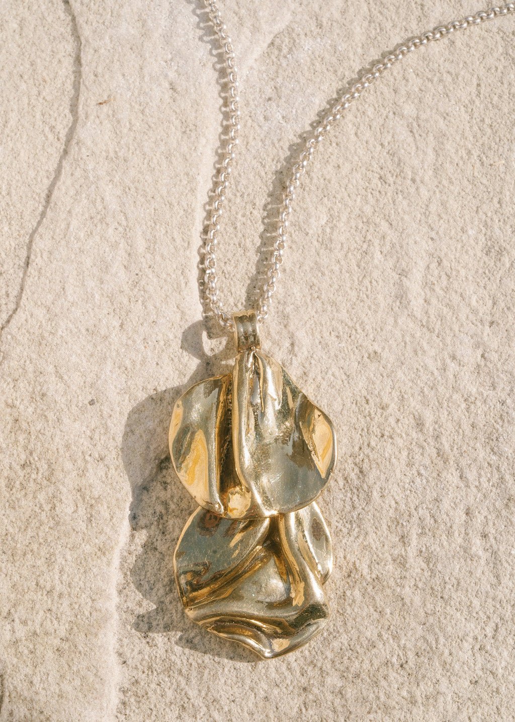 Aeloian Folded Double Pendant Necklace - Gold or Silver