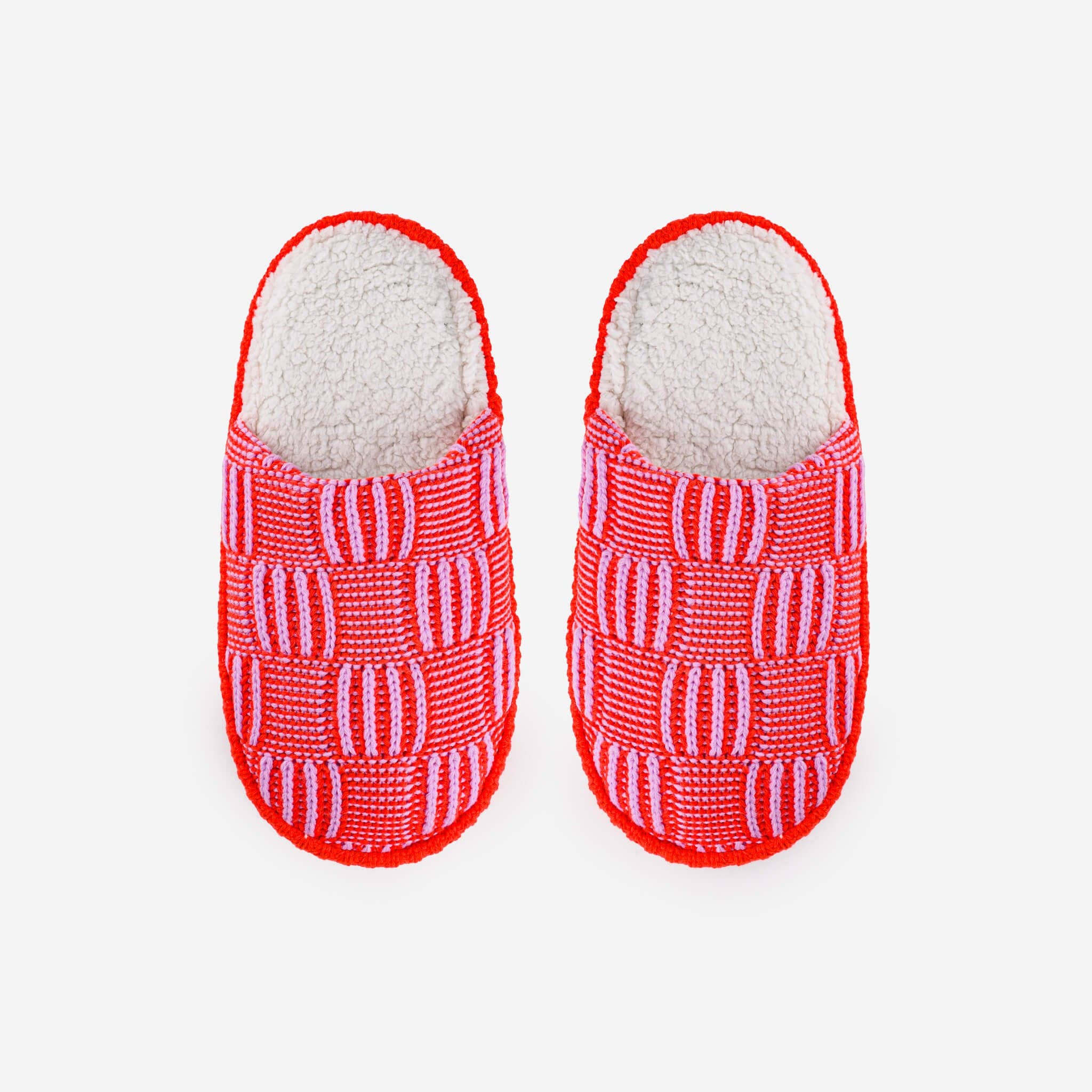 Chunky Checkerboard Slide Slippers in Poppy Lilac